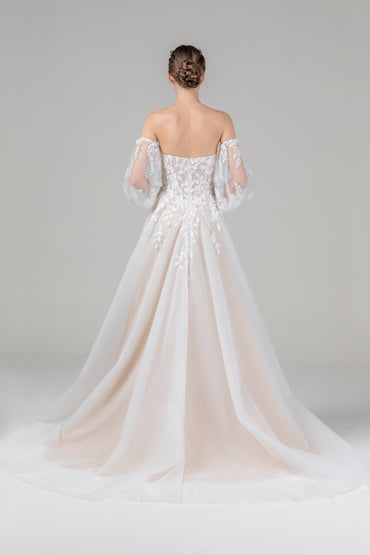 A-Line Court Train Tulle Wedding Dress CW2586