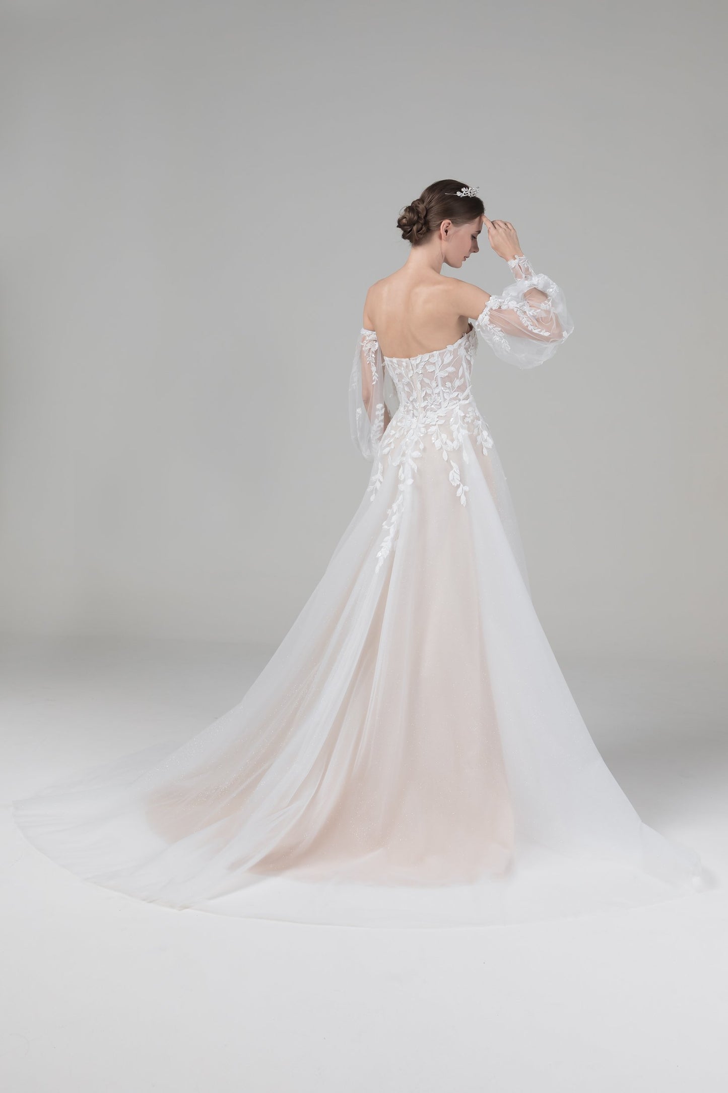 A-Line Court Train Tulle Wedding Dress CW2586