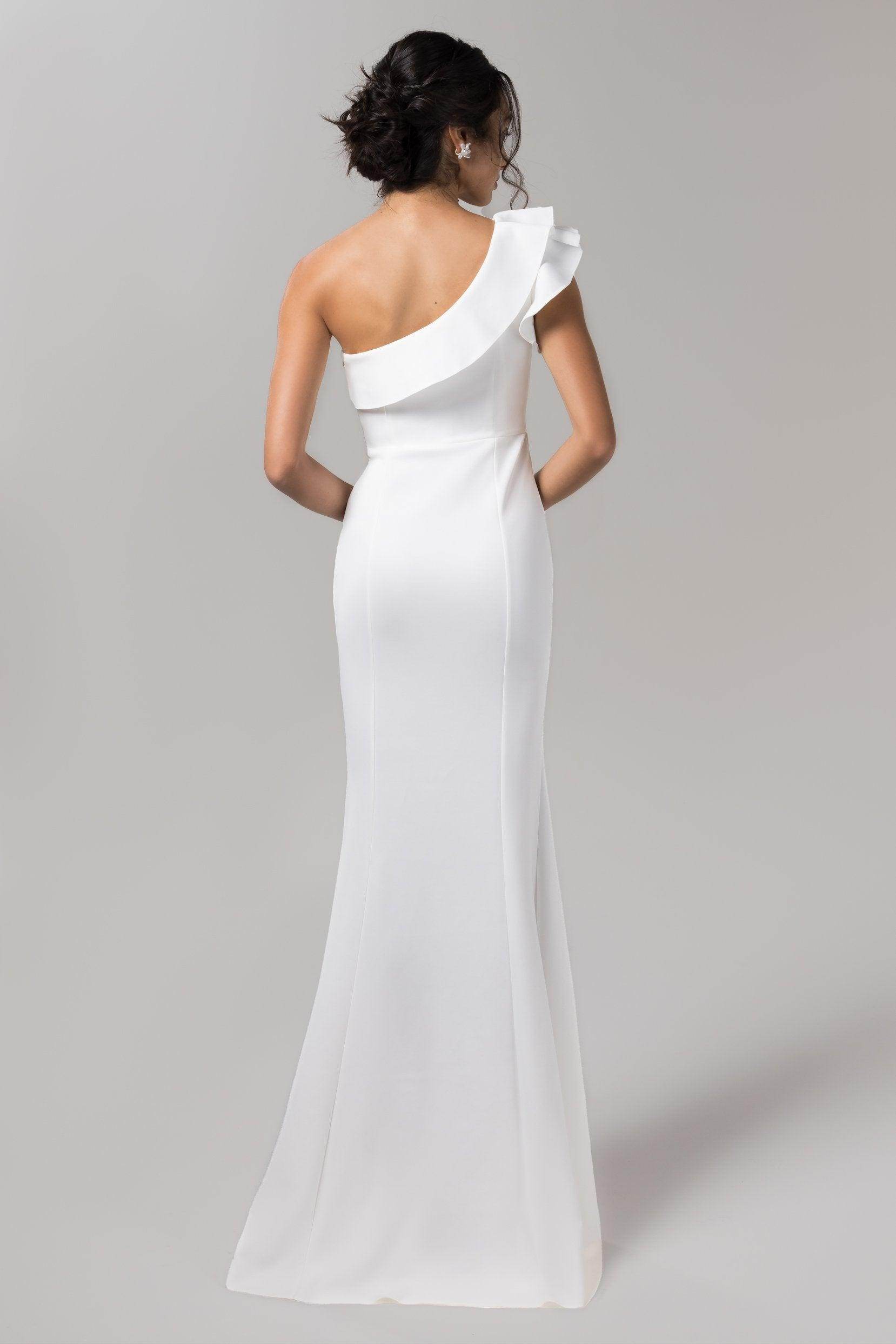 Mermaid Sweep-Brush Train Elastic Knitted Fabric Wedding Dress CW2601 - COCOMELODY