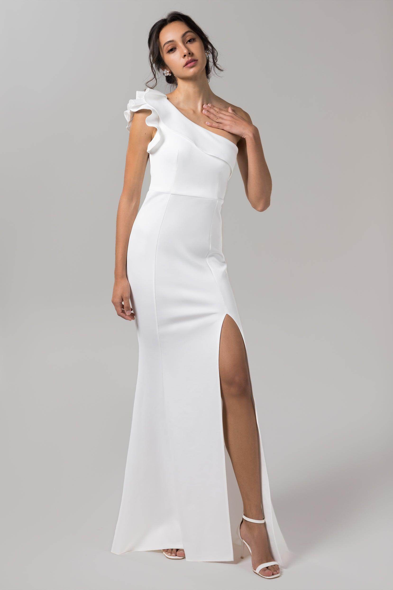 Mermaid Sweep-Brush Train Elastic Knitted Fabric Wedding Dress CW2601 - COCOMELODY