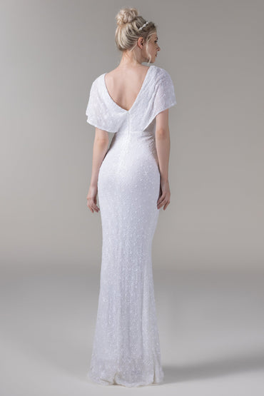 Mermaid Floor Length Sequined Wedding Dress CW2610