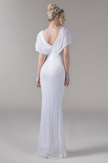 Mermaid Floor Length Sequined Wedding Dress CW2610
