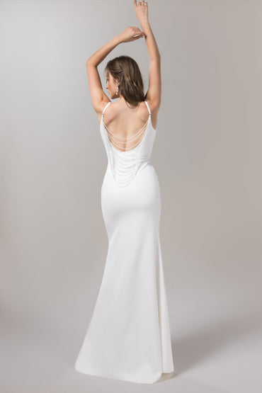 Mermaid Floor Length Elastic Knitted Fabric Wedding Dress CW2625