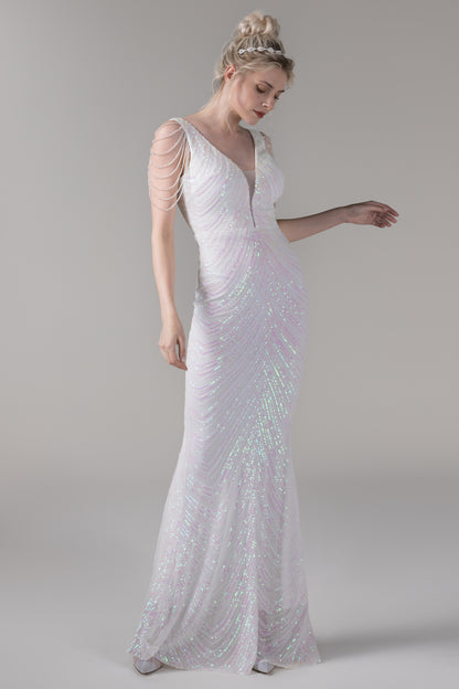 Mermaid Floor Length Elastic Knitted Fabric Wedding Dress CW2642