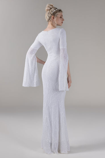 Mermaid Sweep-Brush Train Sequined Wedding Dress CW2643