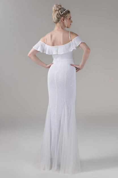 Mermaid Floor Length Sequined Wedding Dress CW2644