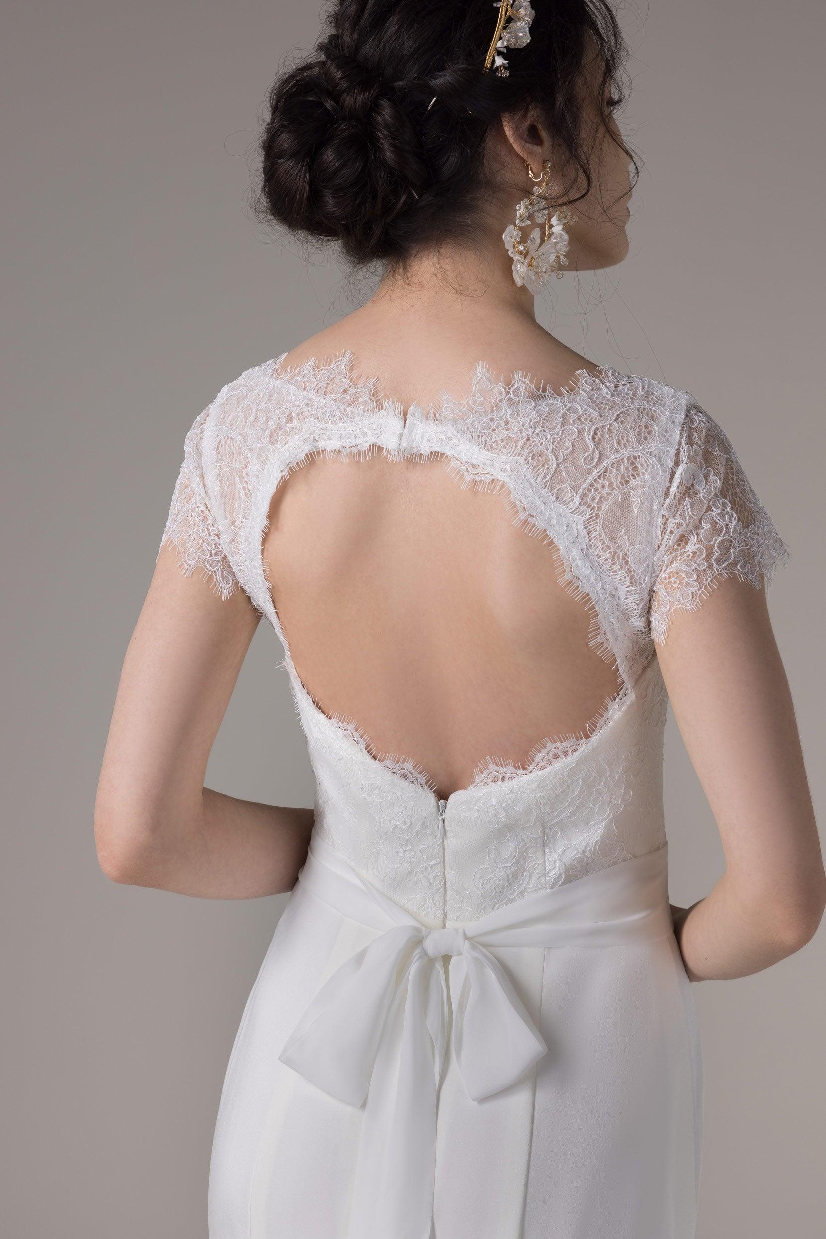Sheath Sweep-Brush Train Elastic Cloth Wedding Dress CW2657 - COCOMELODY