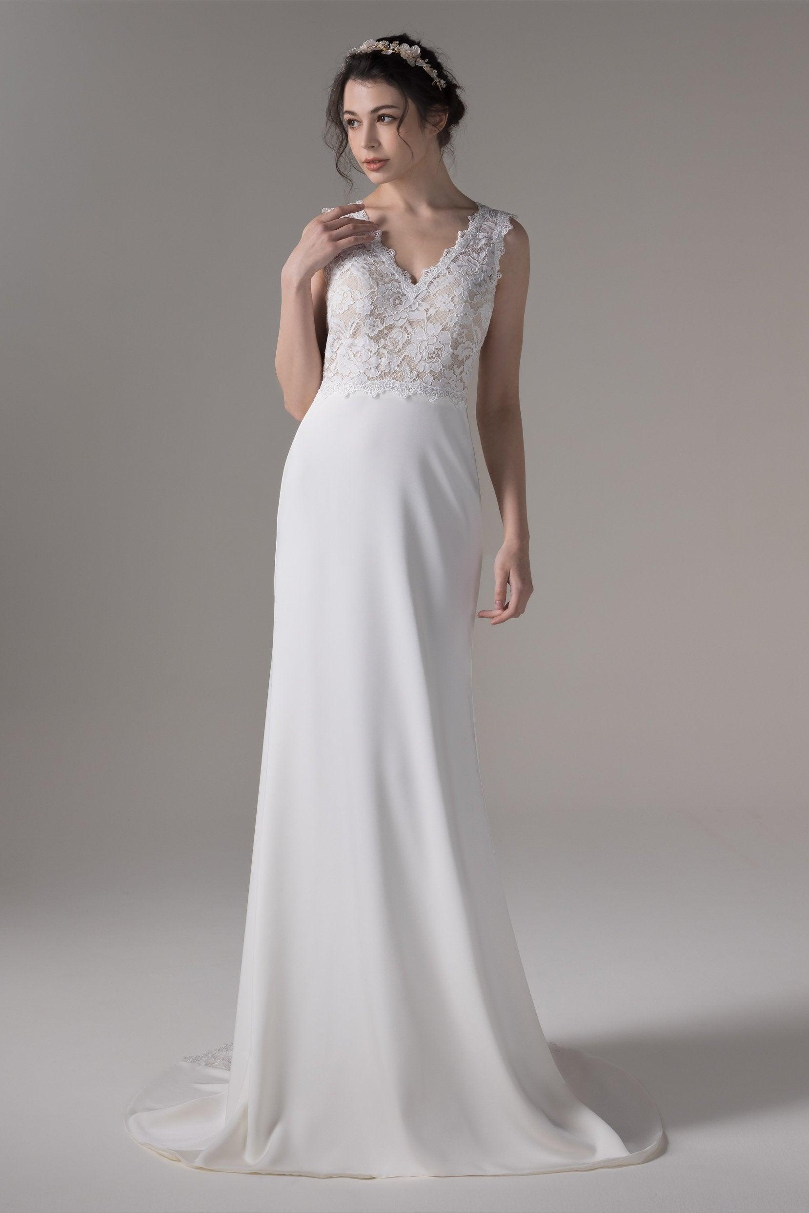 Trumpet Sweep-Brush Train Elastic Cloth Wedding Dress CW2658 - COCOMELODY