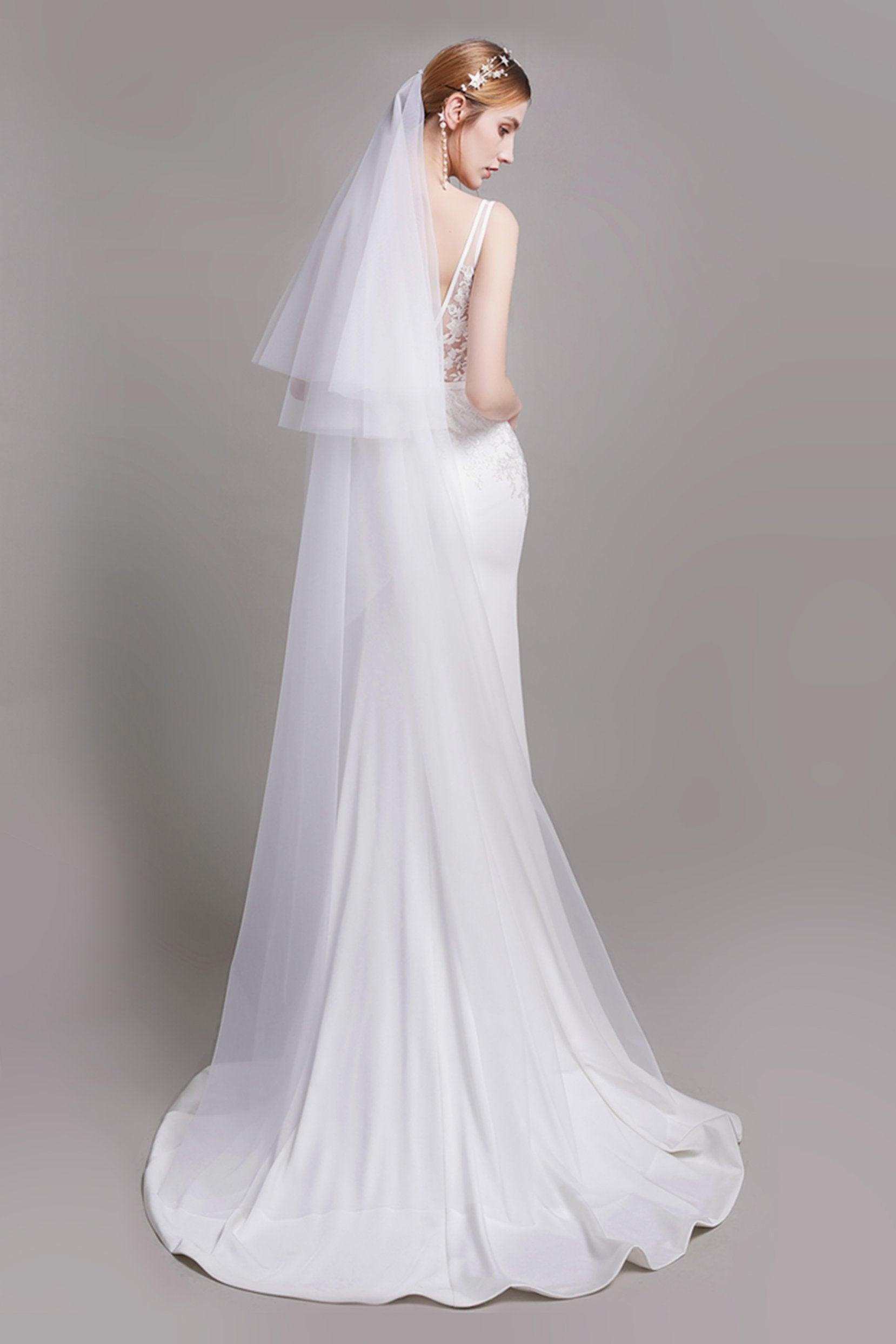 Mermaid Sweep Train Lace Stretch Satin Wedding Dress CW2762 - COCOMELODY