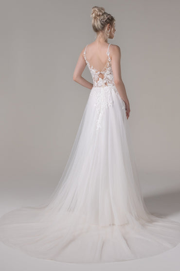 A-Line Court Train Lace Tulle Wedding Dress CW2779