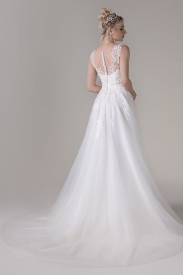 A-Line Court Train Lace Tulle Wedding Dress CW2782