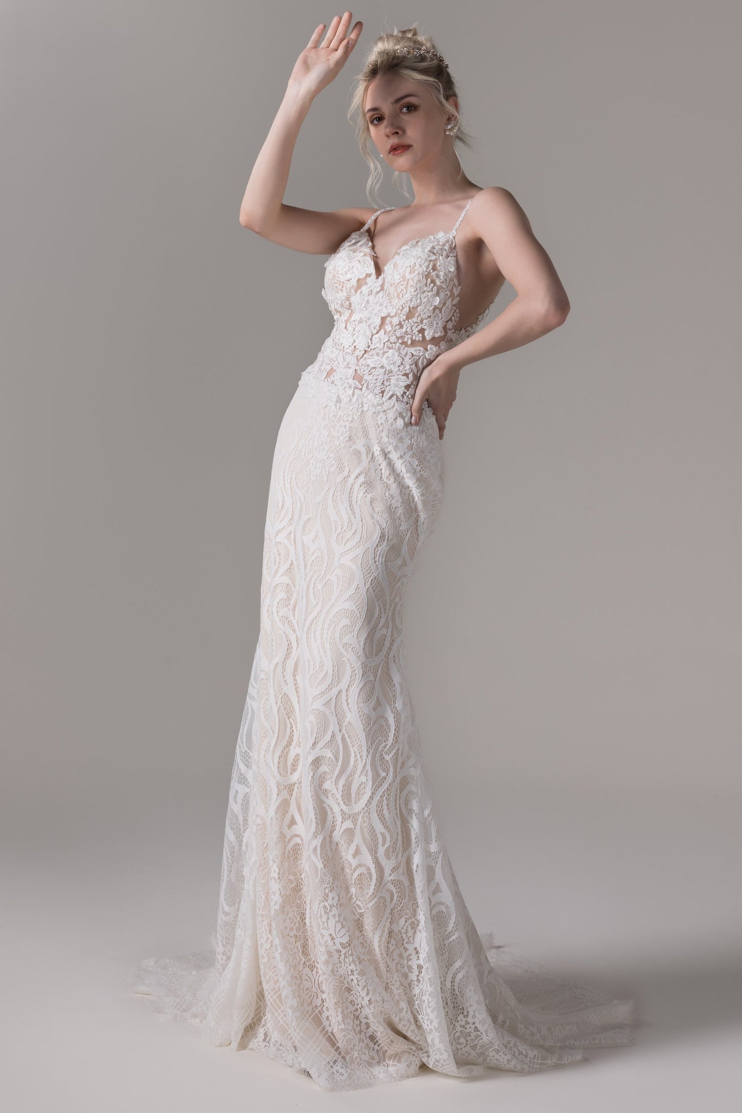 Trumpet-Mermaid Court Train Lace Wedding Dress CW2787