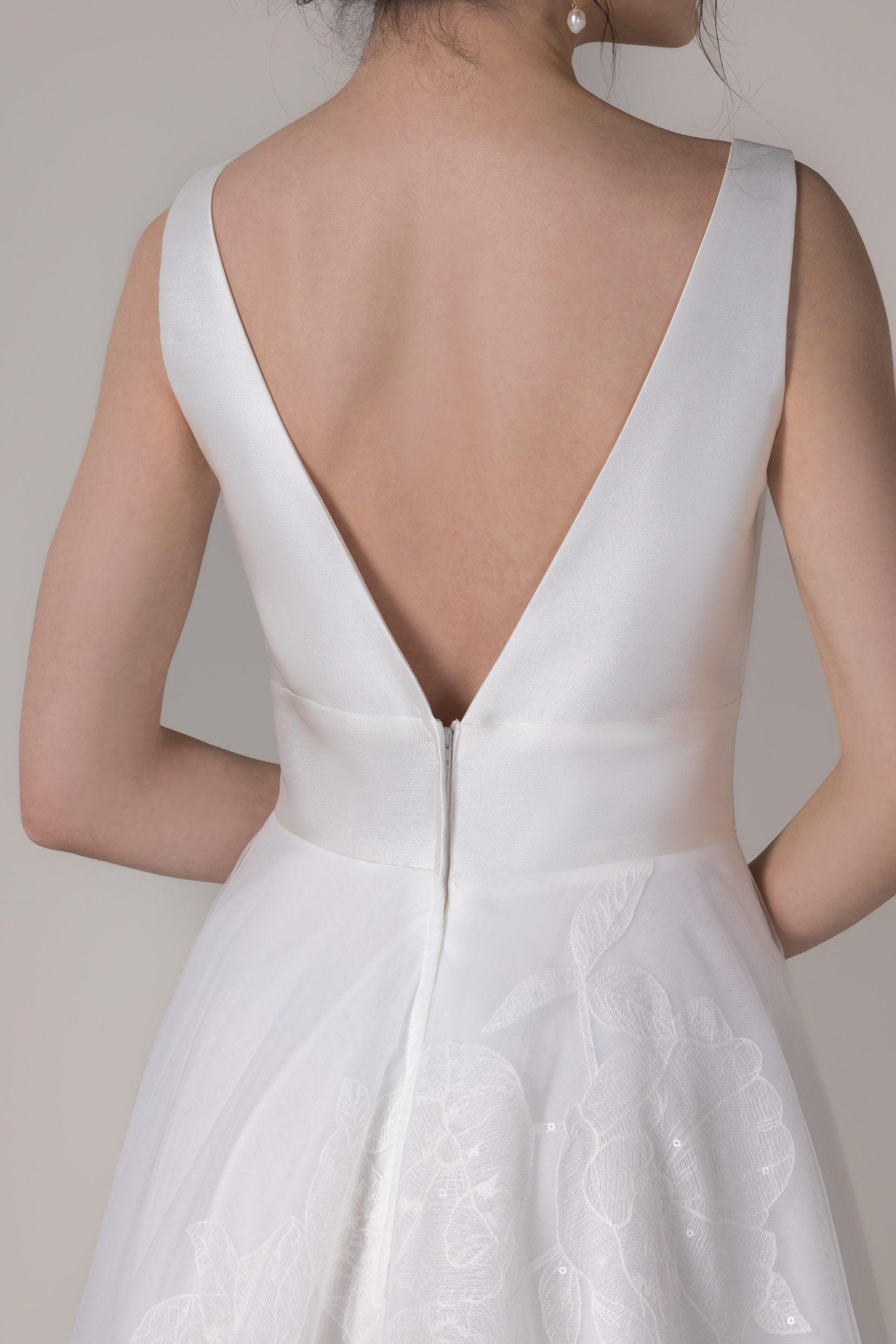 A-Line Court Train Mikado Wedding Dress CW2789 - COCOMELODY