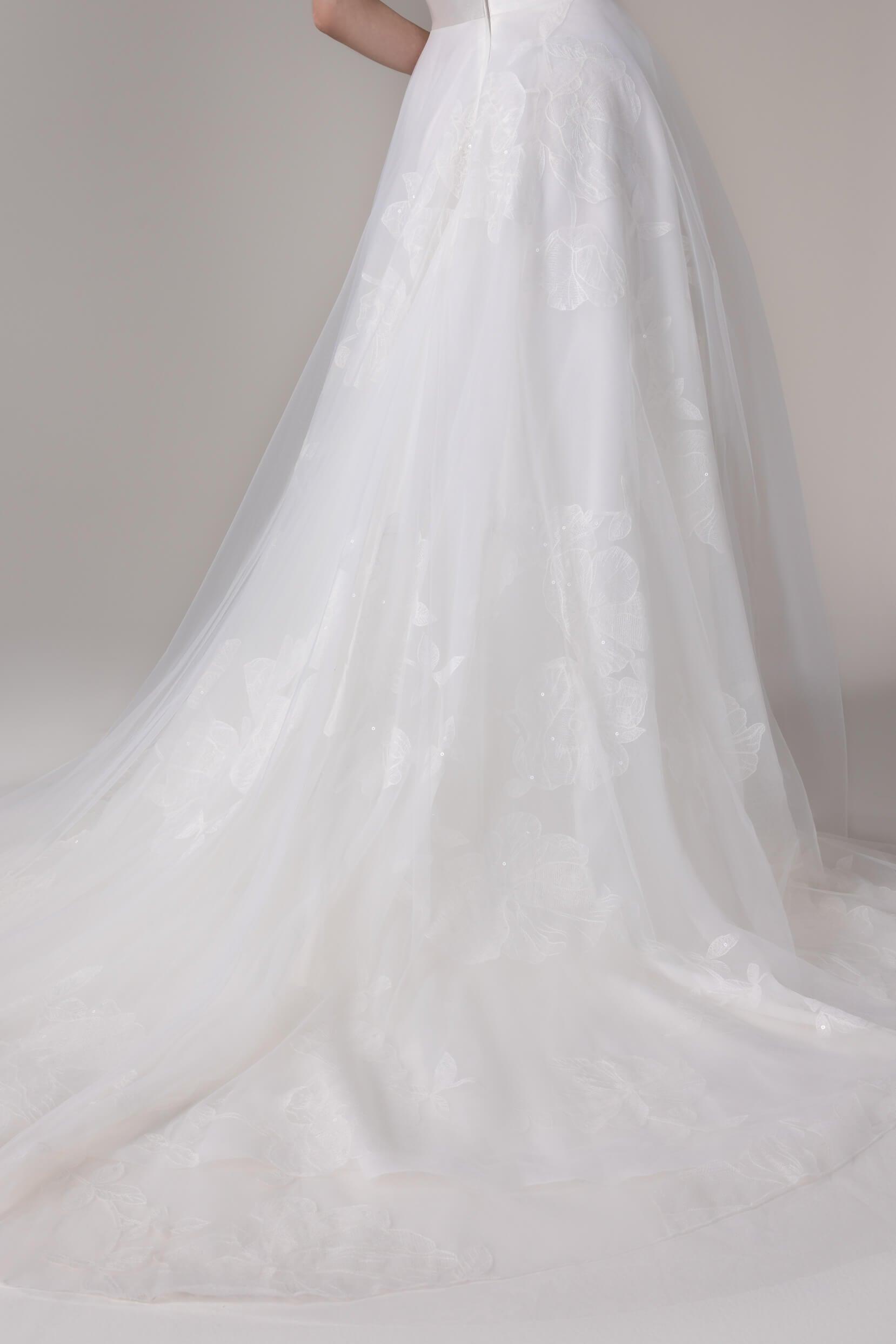 A-Line Court Train Mikado Wedding Dress CW2789 - COCOMELODY