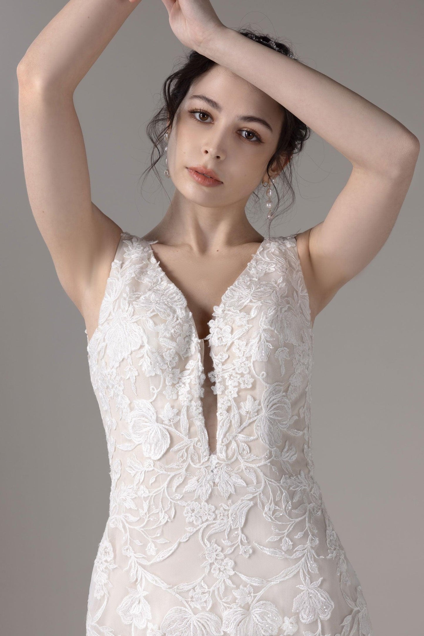 Trumpet-Mermaid Court Train Lace Tulle Wedding Dress CW2795 - COCOMELODY