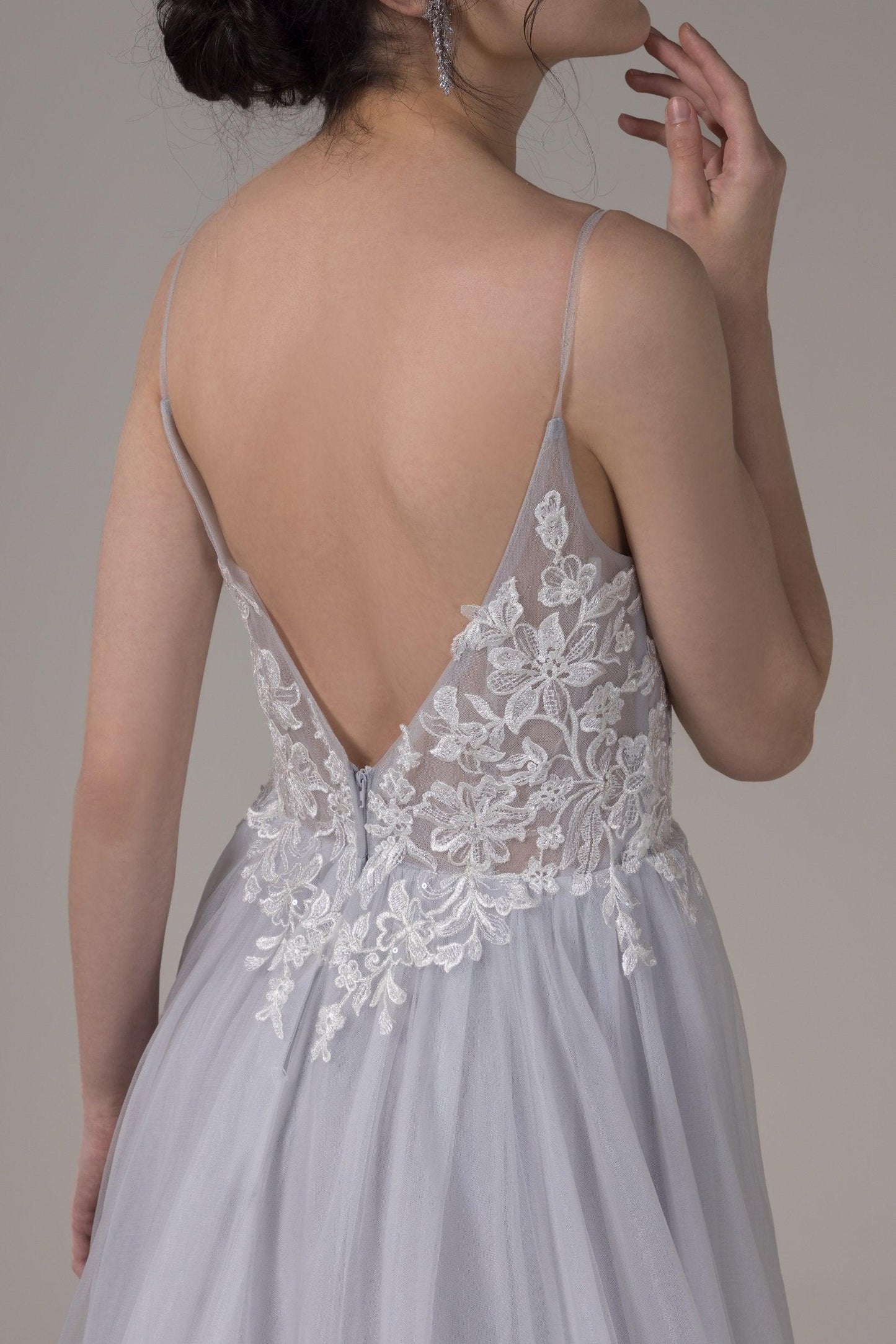 A-Line Chapel Train Lace Tulle Wedding Dress CW2807 - COCOMELODY