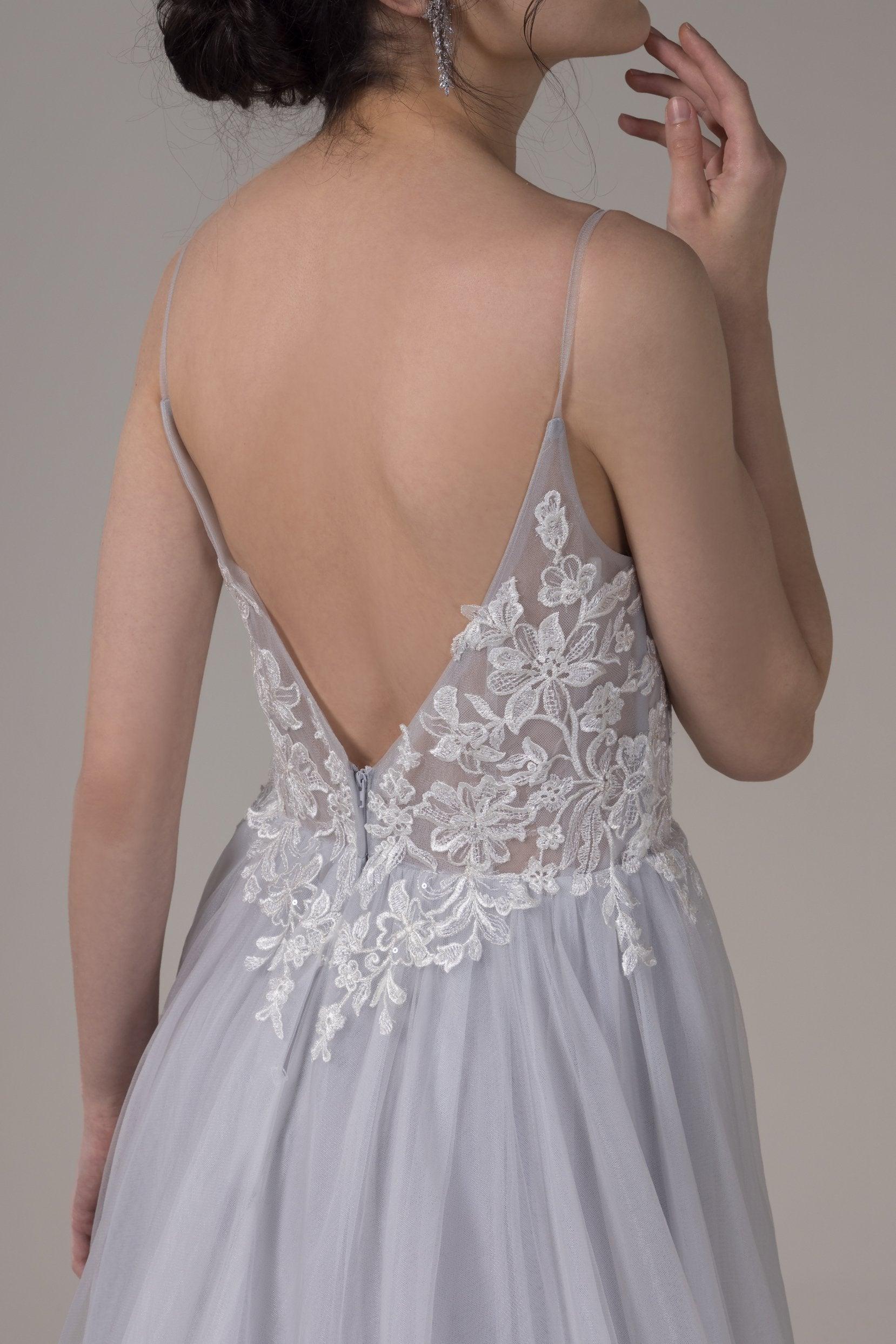 A-Line Chapel Train Lace Tulle Wedding Dress CW2807 - COCOMELODY