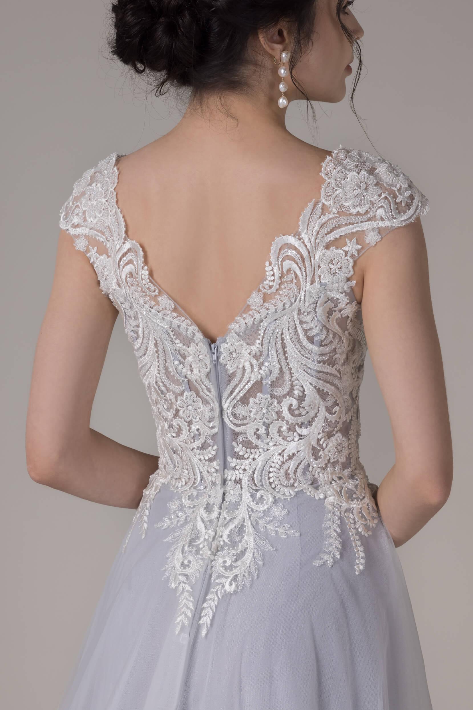 A-Line Chapel Train Lace Tulle Wedding Dress CW2808 - COCOMELODY