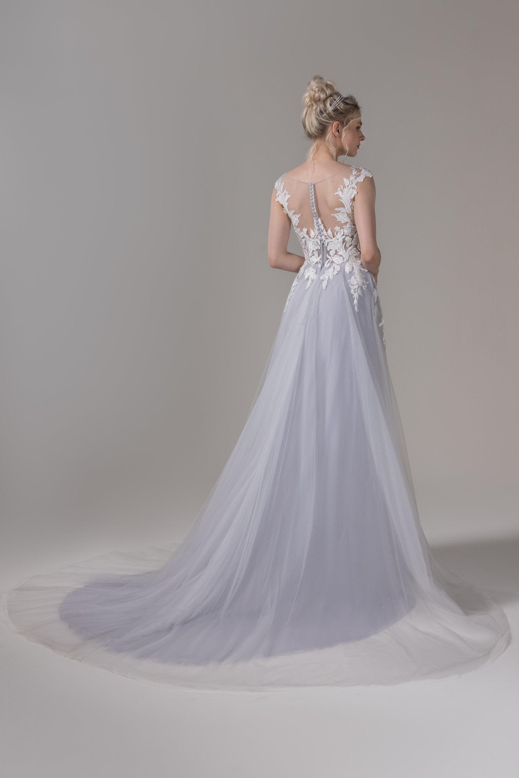 A-Line Court Train Lace Tulle Wedding Dress CW2811 - COCOMELODY
