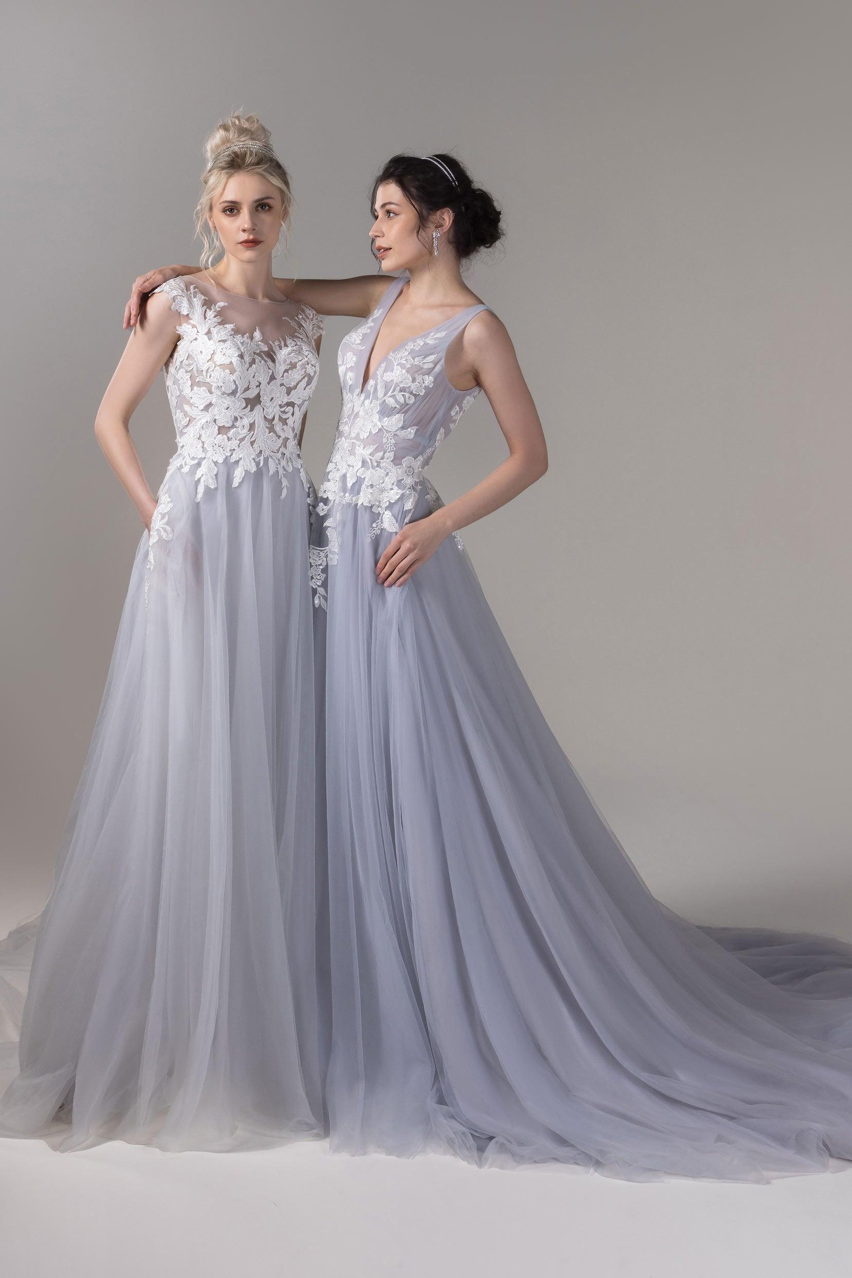 A-Line Court Train Lace Tulle Wedding Dress CW2811 - COCOMELODY