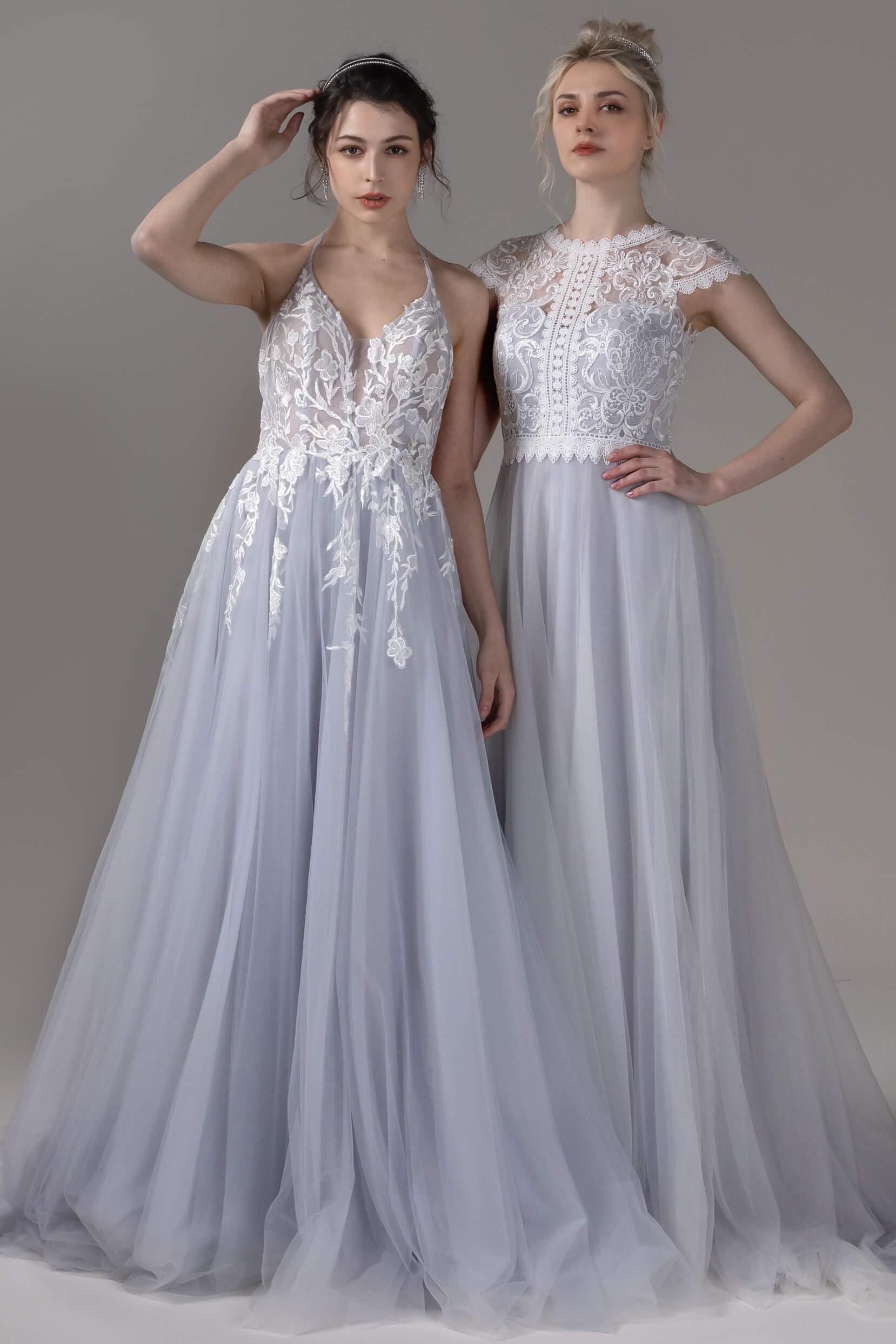 A-Line Court Train Lace Tulle Wedding Dress CW2812CR - COCOMELODY