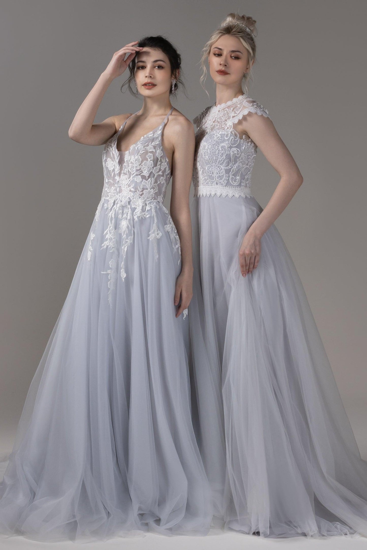A-Line Court Train Lace Tulle Wedding Dress CW2812CR - COCOMELODY