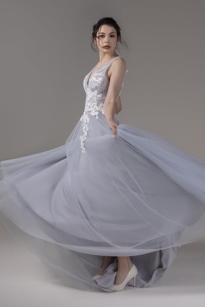 A-Line Court Train Lace Tulle Wedding Dress CW2813