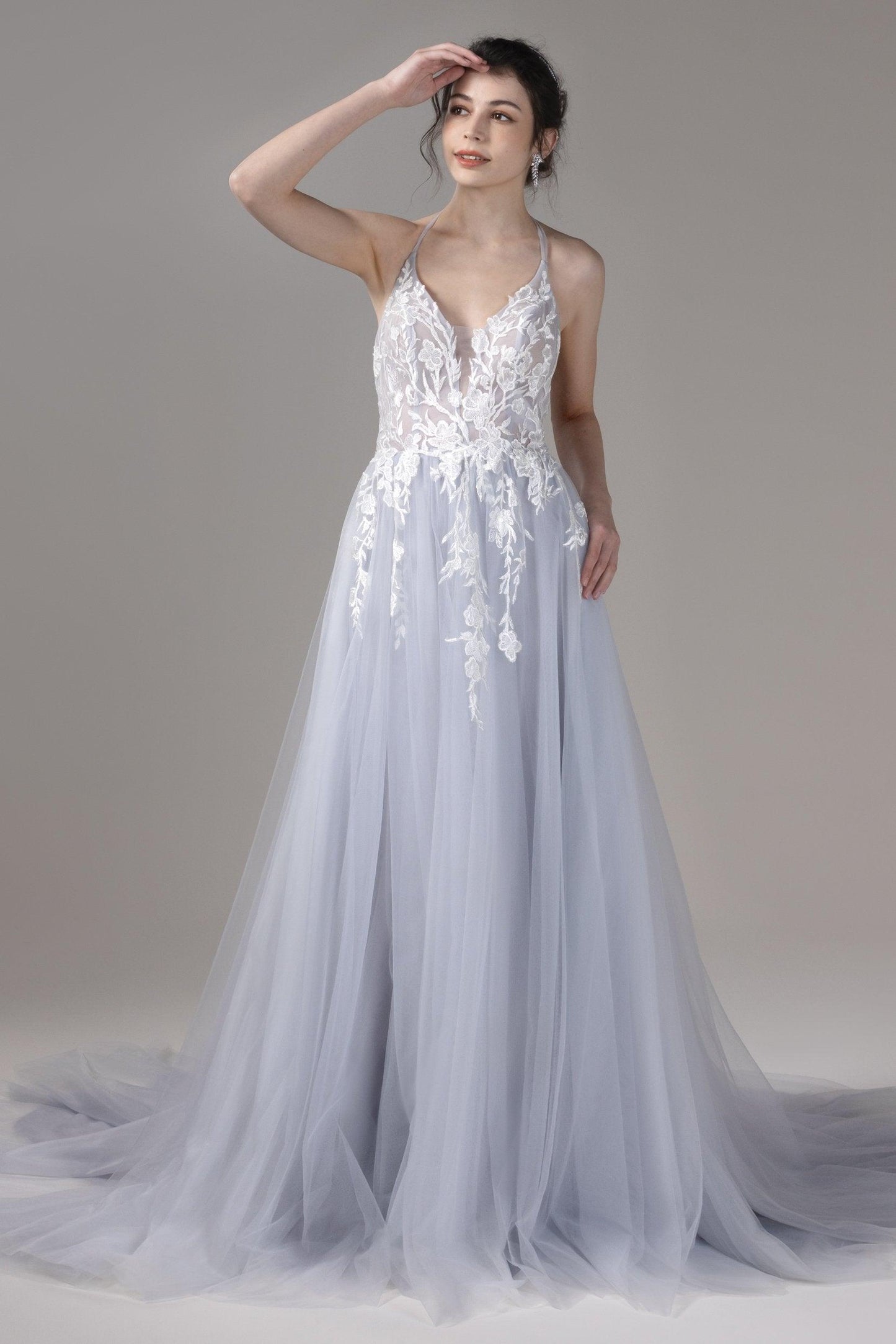 A-Line Court Train Lace Tulle Wedding Dress CW2814