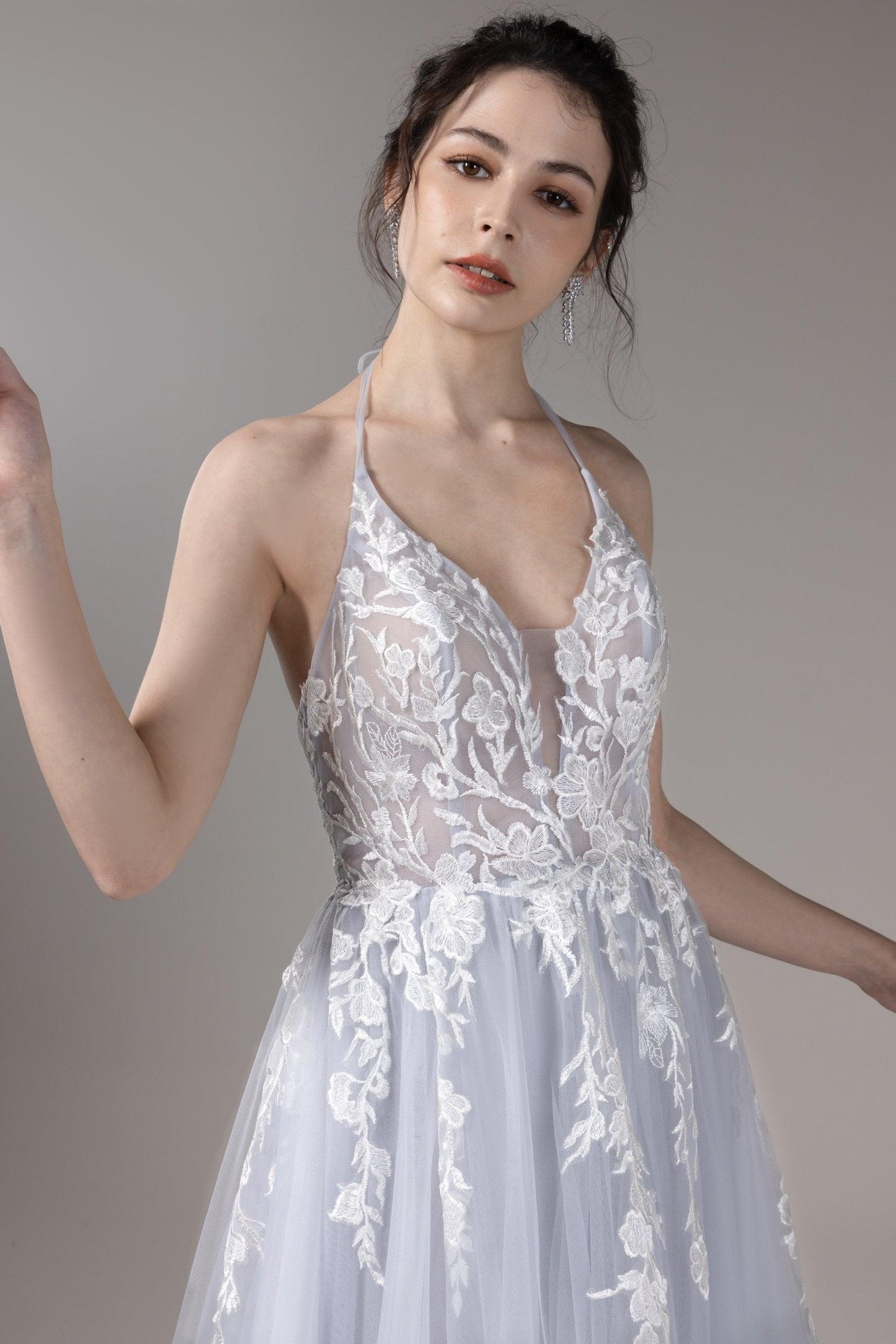 A-Line Court Train Lace Tulle Wedding Dress CW2814 - COCOMELODY