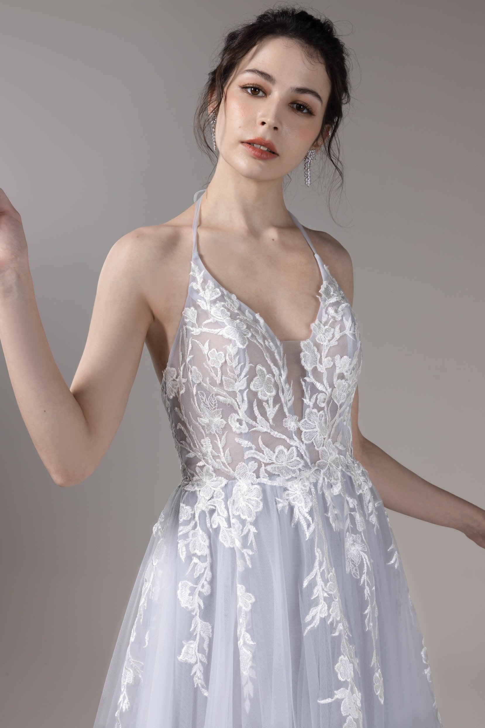 A-Line Court Train Lace Tulle Wedding Dress CW2814 - COCOMELODY