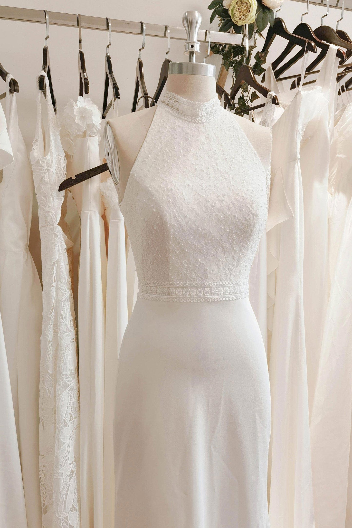 A-Line Sweep-Brush Train Satin Wedding Dress CW3105 - COCOMELODY