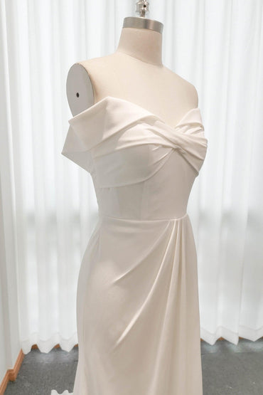 Sheath Sweep-Brush Train Satin Tulle Wedding Dress CW3111 - COCOMELODY