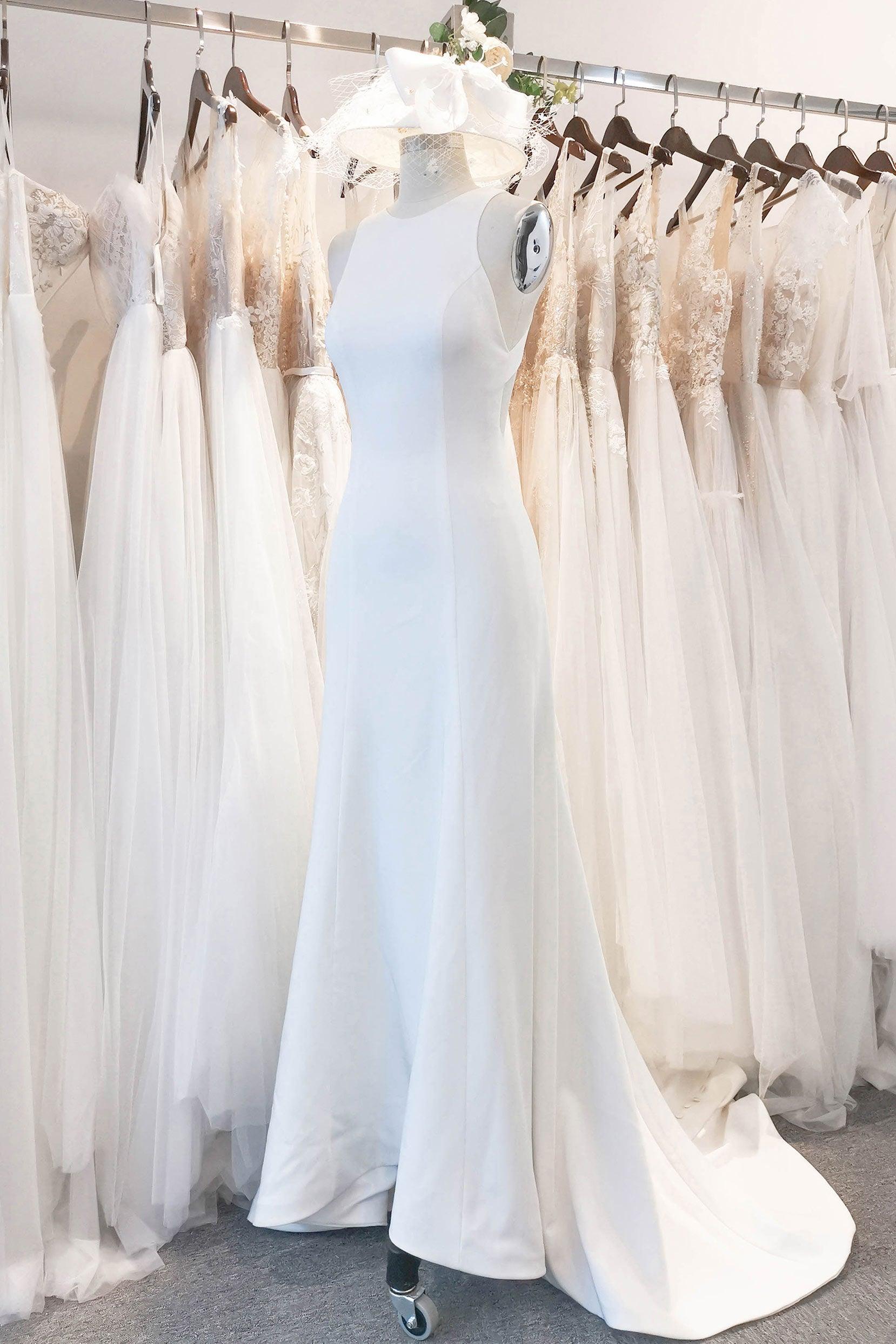 Mermaid Sweep-Brush Train Stretch Satin Wedding Dress CW3122 - COCOMELODY