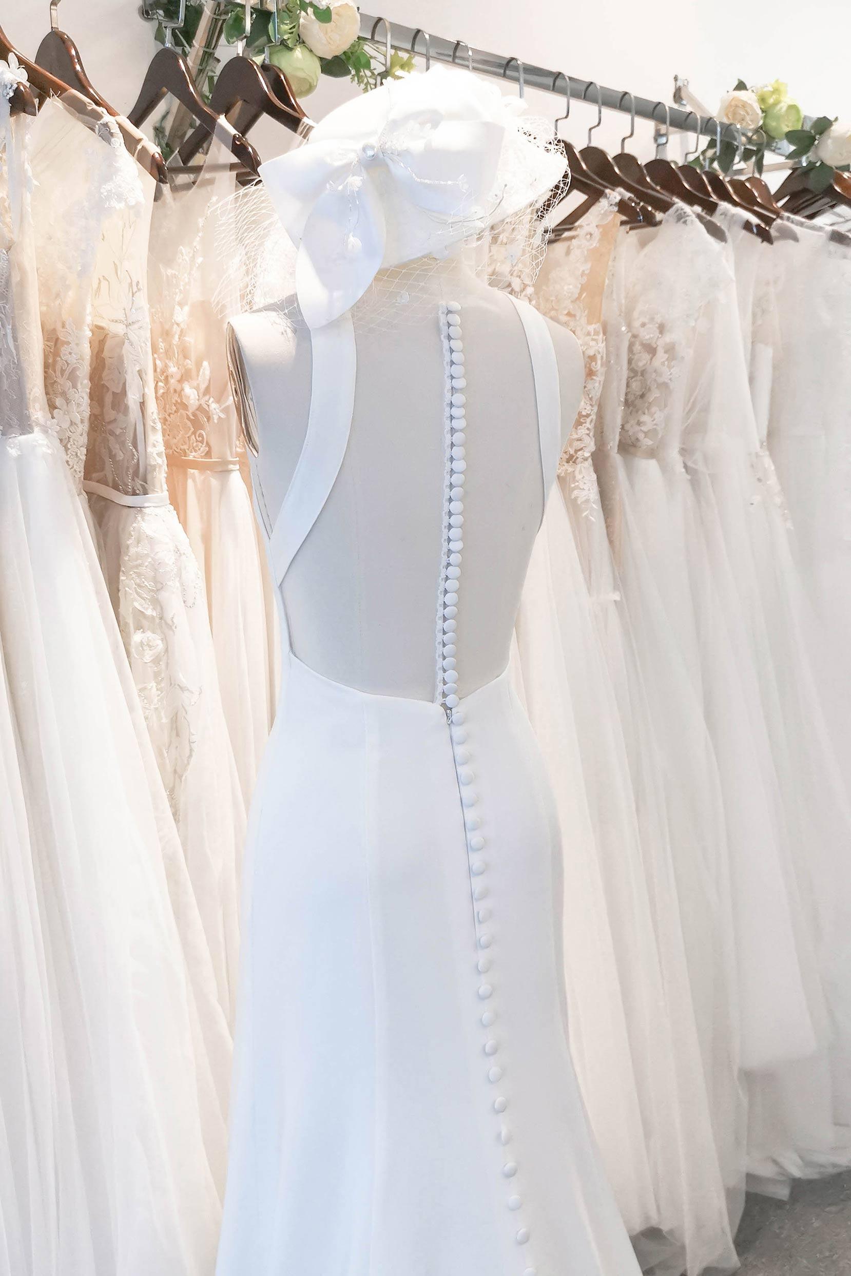 Mermaid Sweep-Brush Train Stretch Satin Wedding Dress CW3122 - COCOMELODY