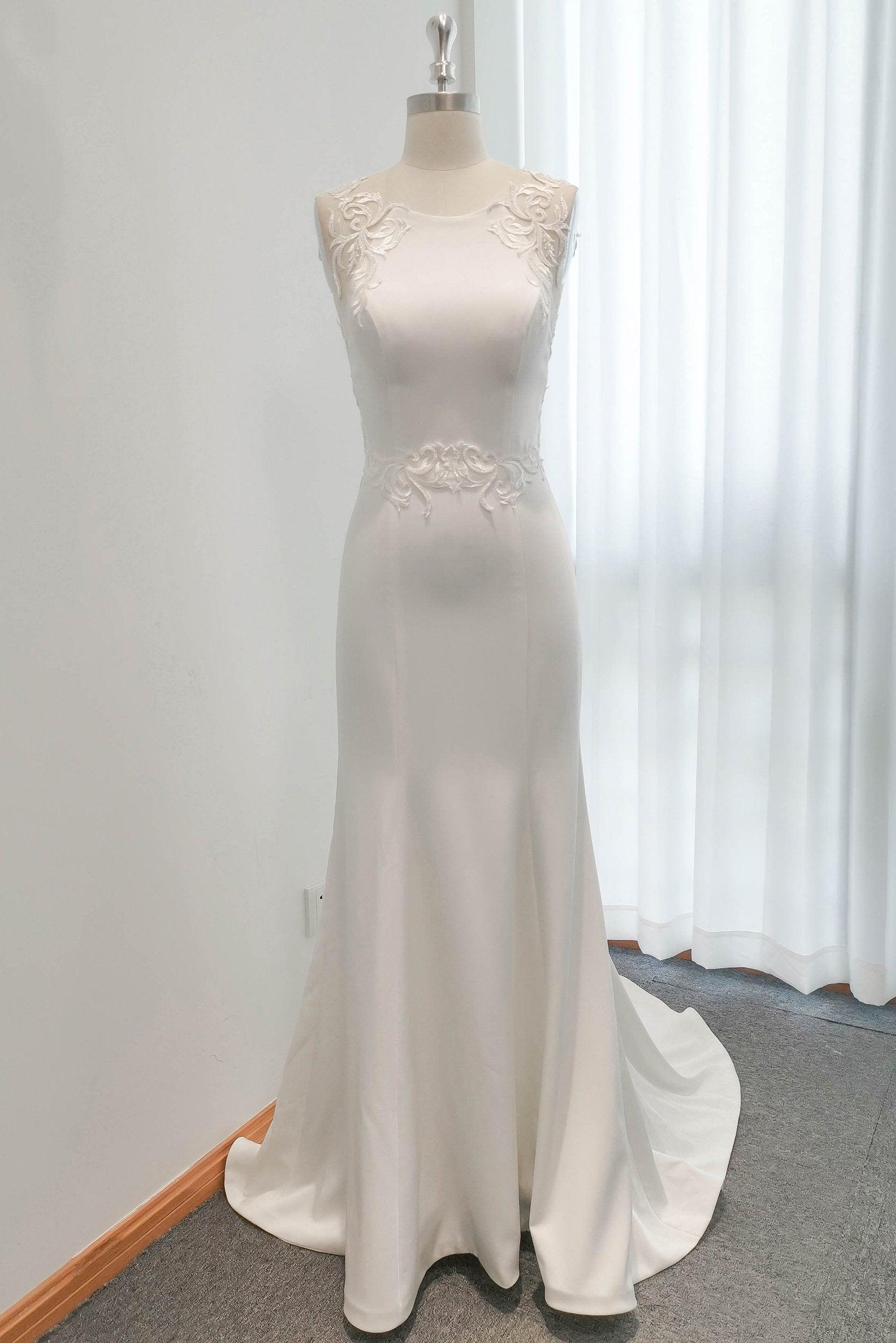 Mermaid Sweep-Brush Stretch Satin Wedding Dress CW3123 - COCOMELODY