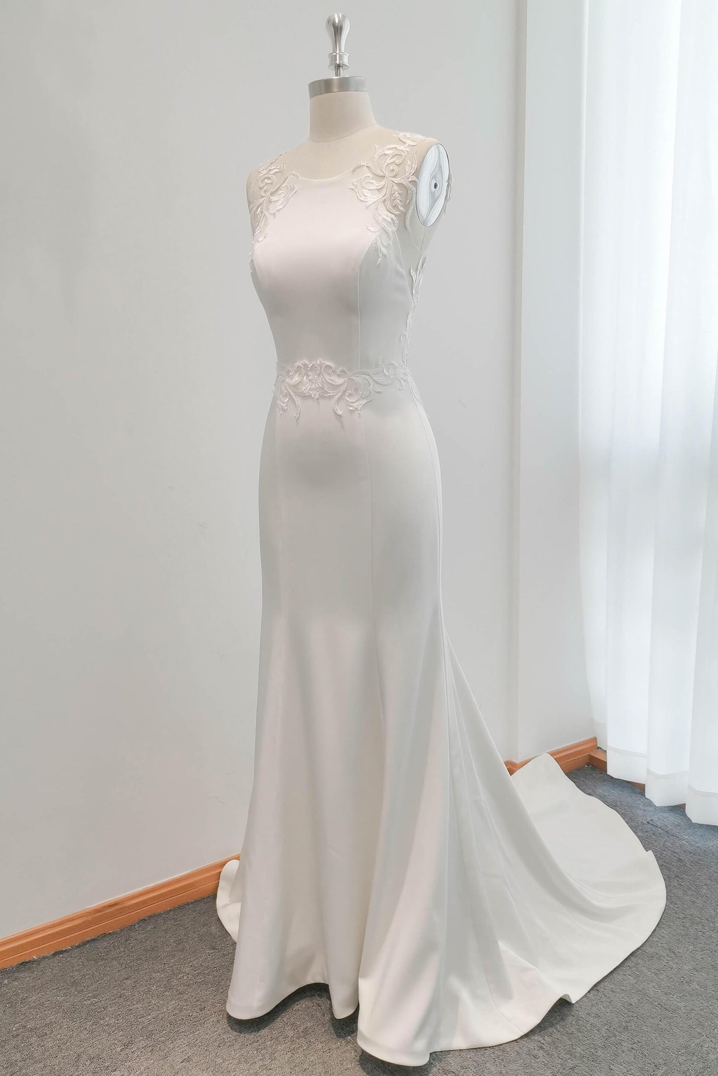 Mermaid Sweep-Brush Stretch Satin Wedding Dress CW3123 - COCOMELODY