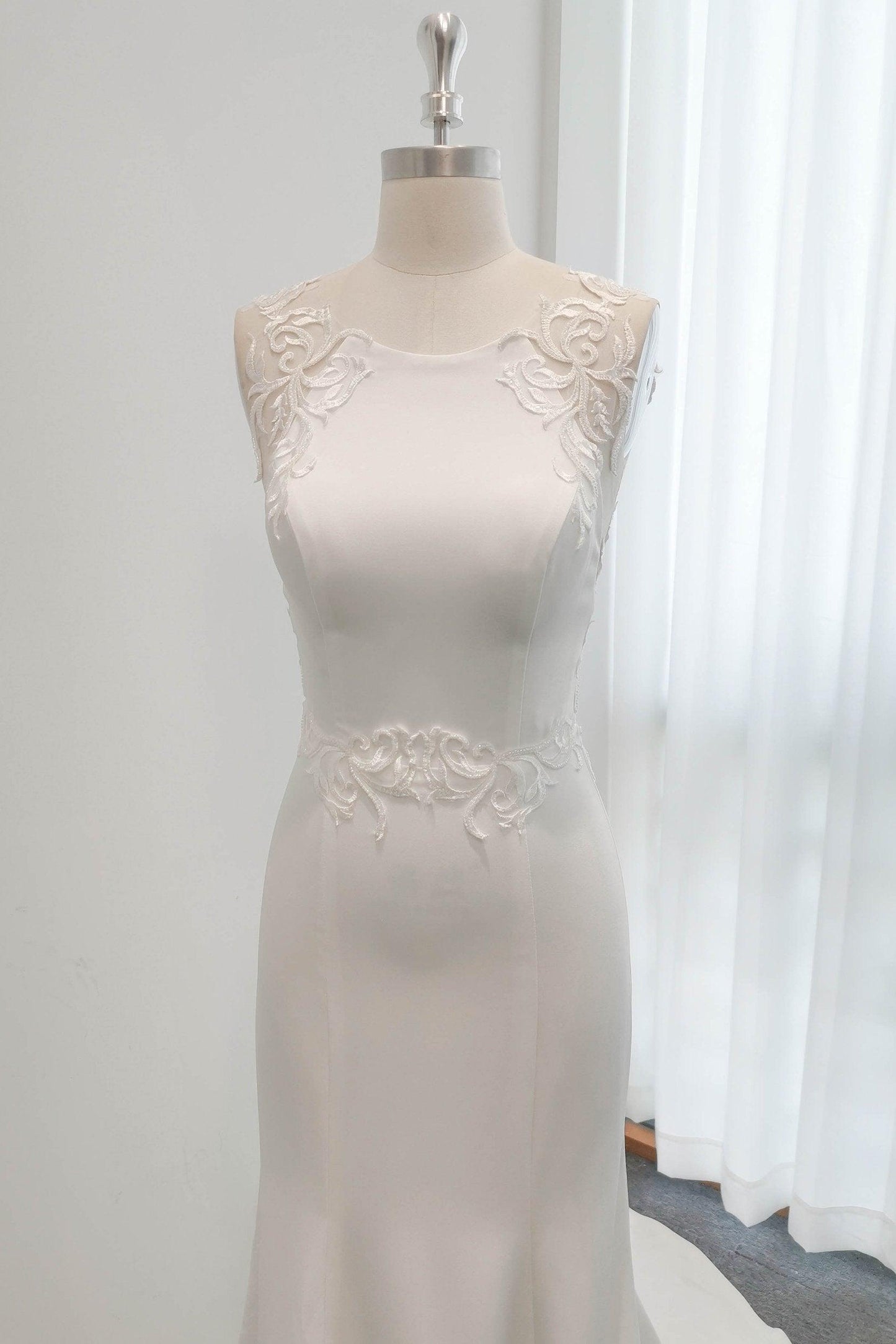 Mermaid Sweep-Brush Stretch Satin Wedding Dress CW3123 - COCOMELODY