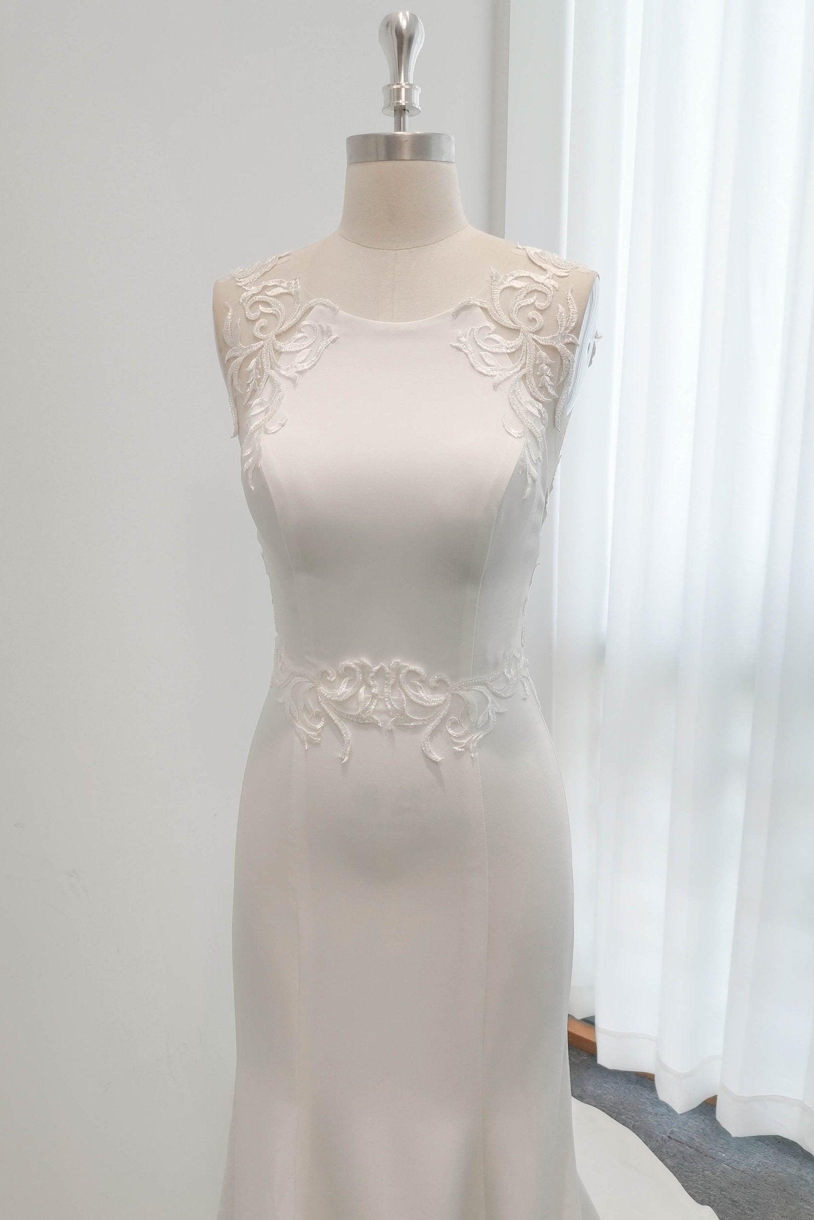 Mermaid Sweep-Brush Stretch Satin Wedding Dress CW3123 - COCOMELODY