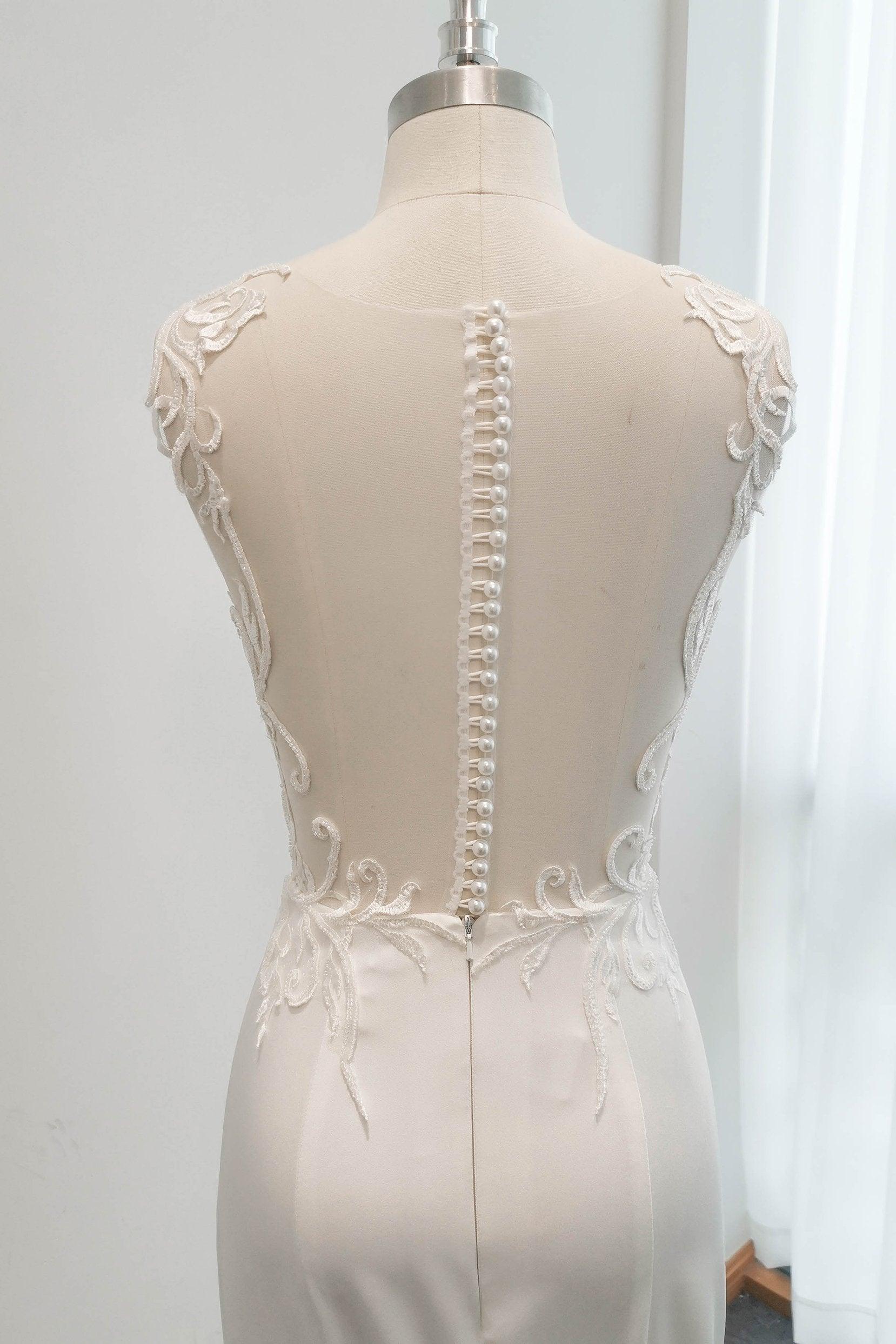 Mermaid Sweep-Brush Stretch Satin Wedding Dress CW3123 - COCOMELODY
