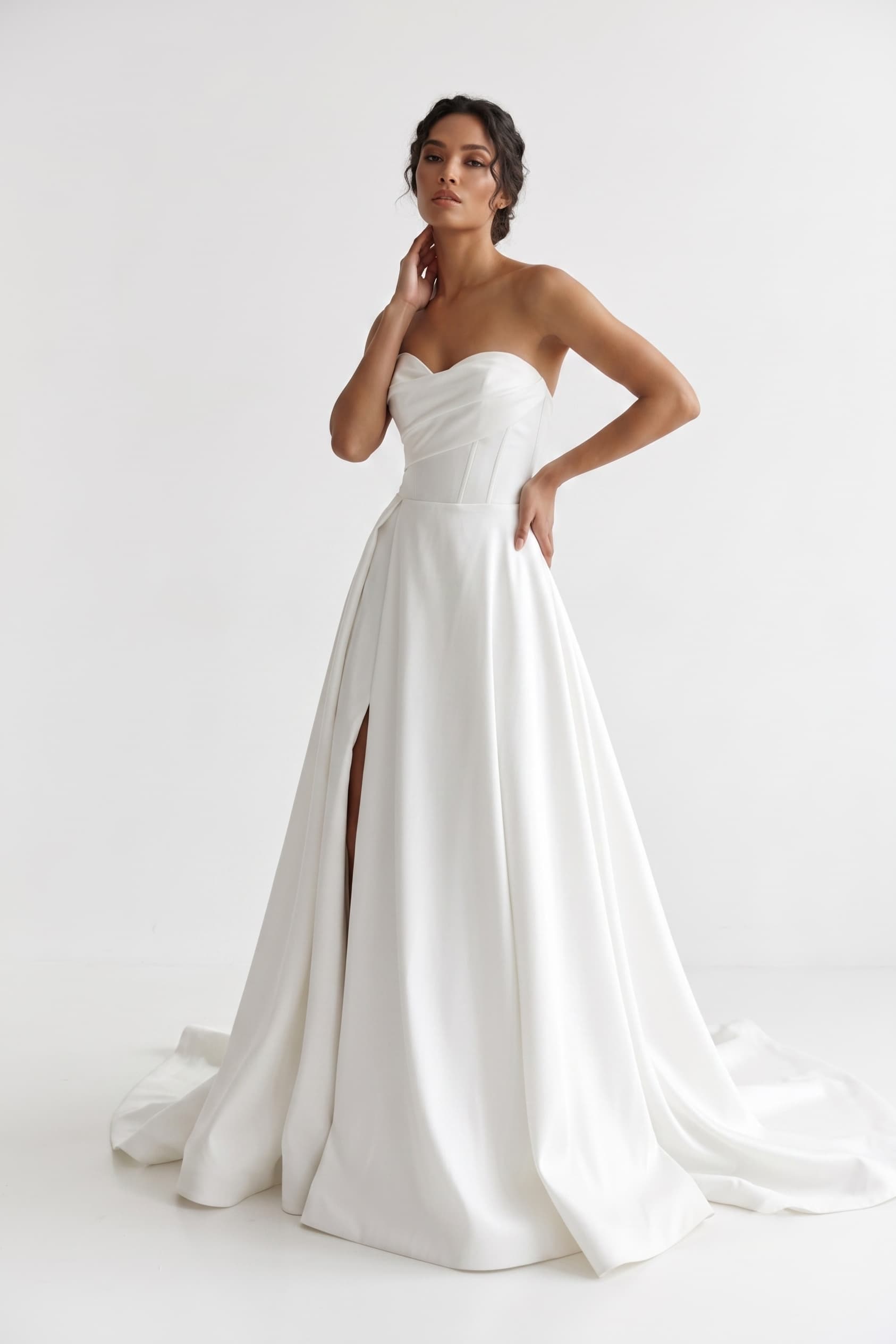 A-Line Court Train Mikado Wedding Dress CW3124 - 35 Days / Ivory / US0-UK2-EUR30 - COCOMELODY