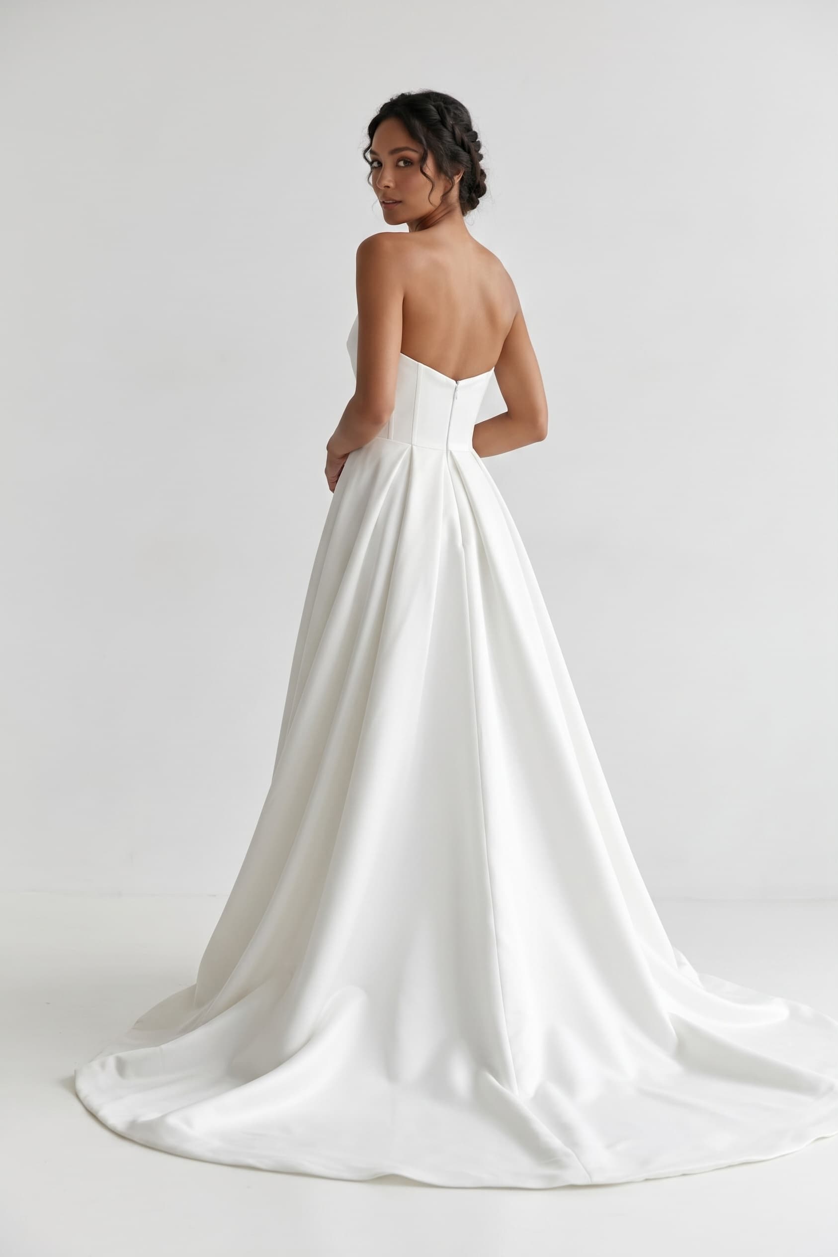 A-Line Court Train Mikado Wedding Dress CW3124 - 35 Days / Ivory / US0-UK2-EUR30 - COCOMELODY