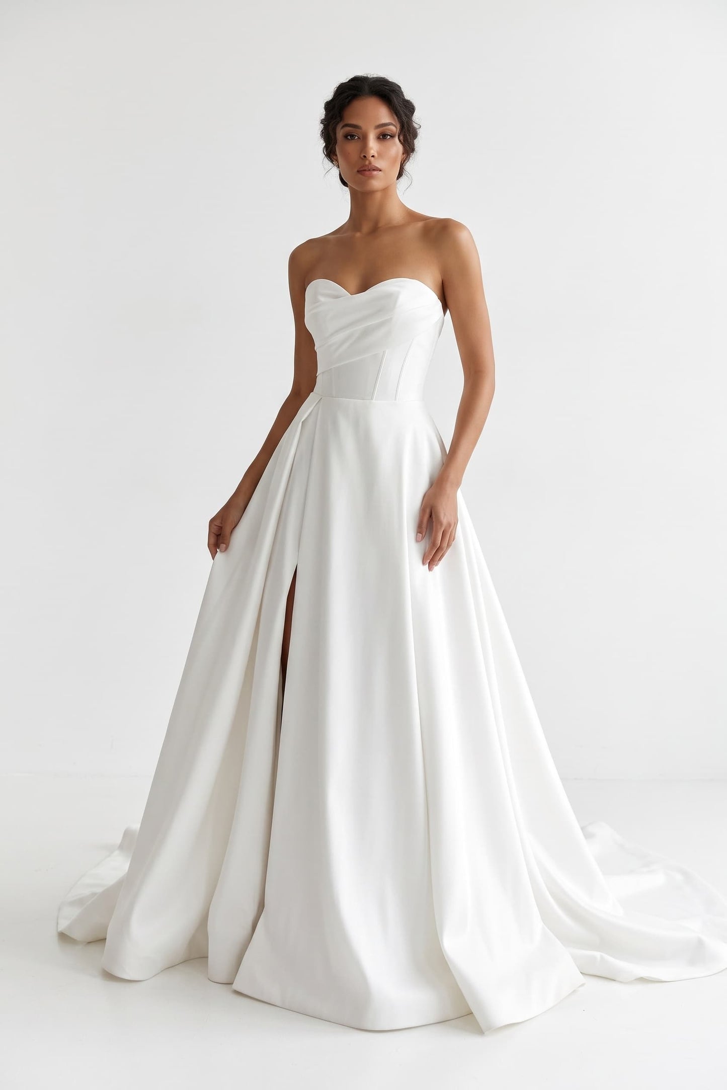 A-Line Court Train Mikado Wedding Dress CW3124 - 35 Days / Ivory / US0-UK2-EUR30 - COCOMELODY