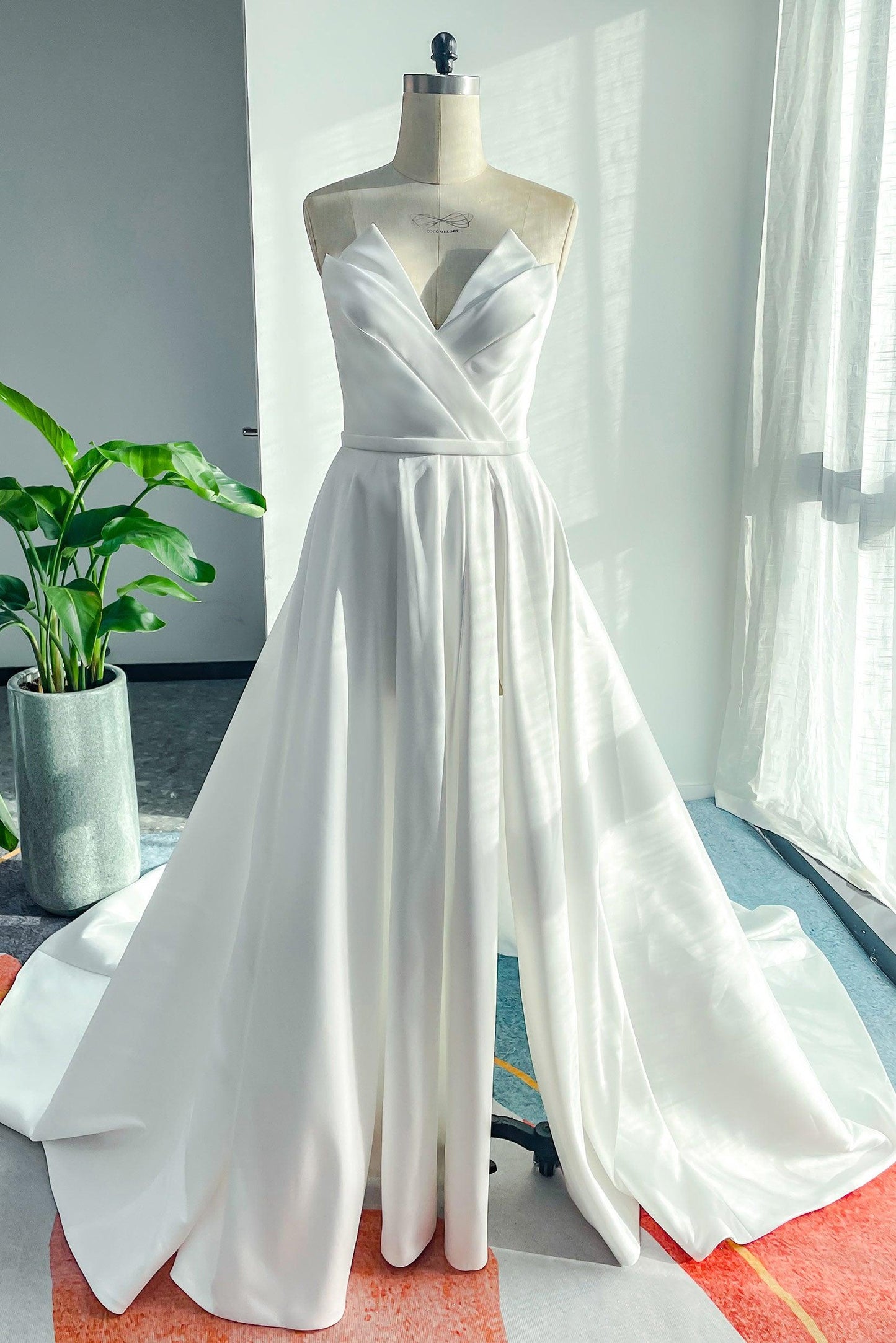 A-Line Court Train Mikado Wedding Dress CW3126