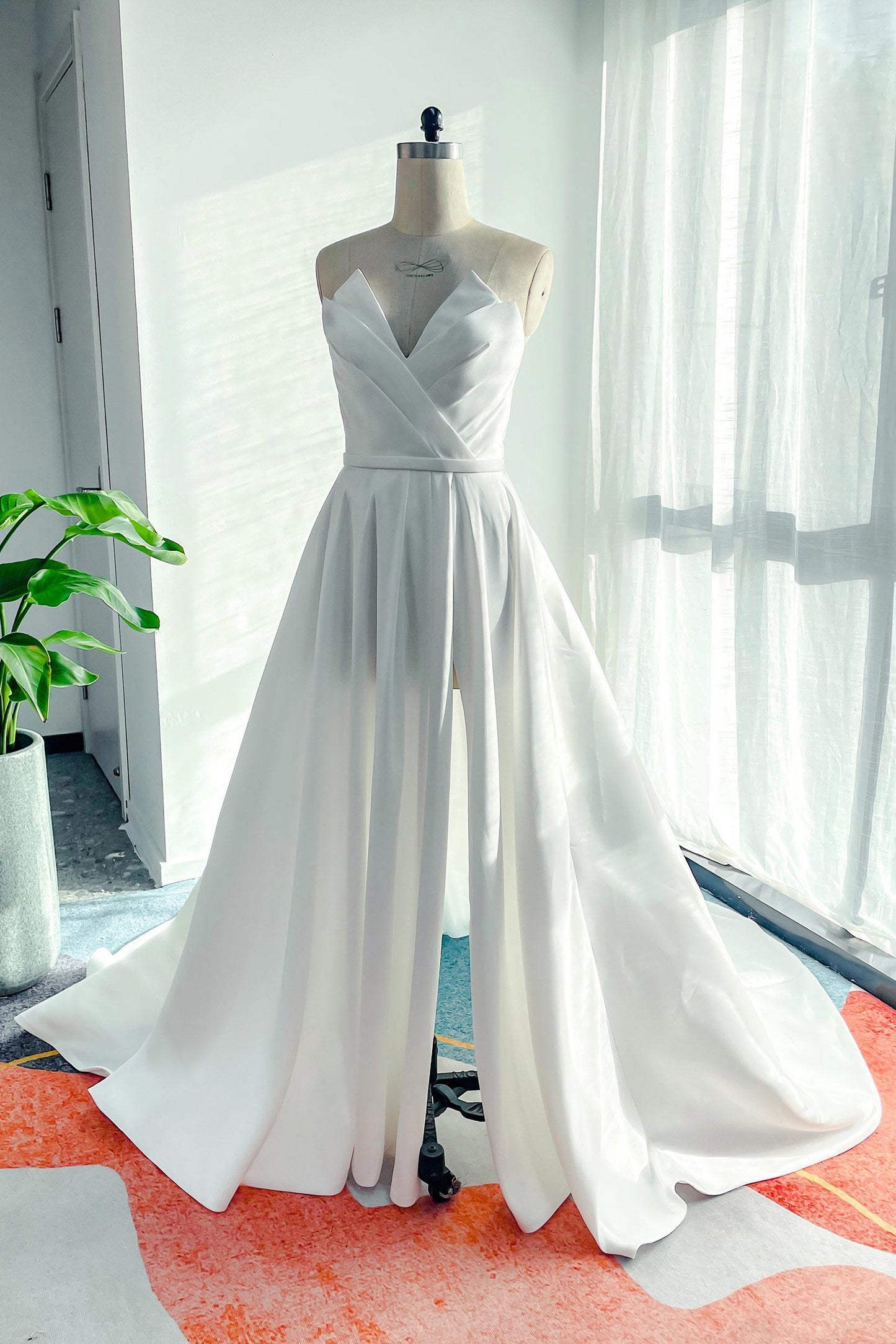 A-Line Court Train Mikado Wedding Dress CW3126 - COCOMELODY