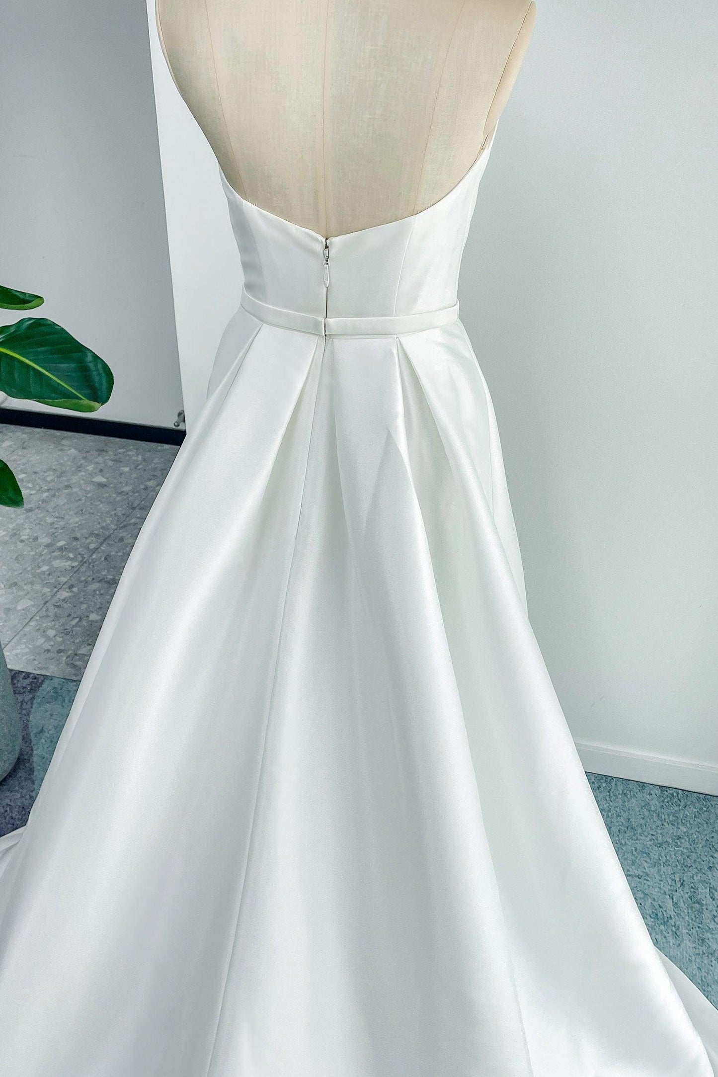 A-Line Court Train Mikado Wedding Dress CW3126 - COCOMELODY