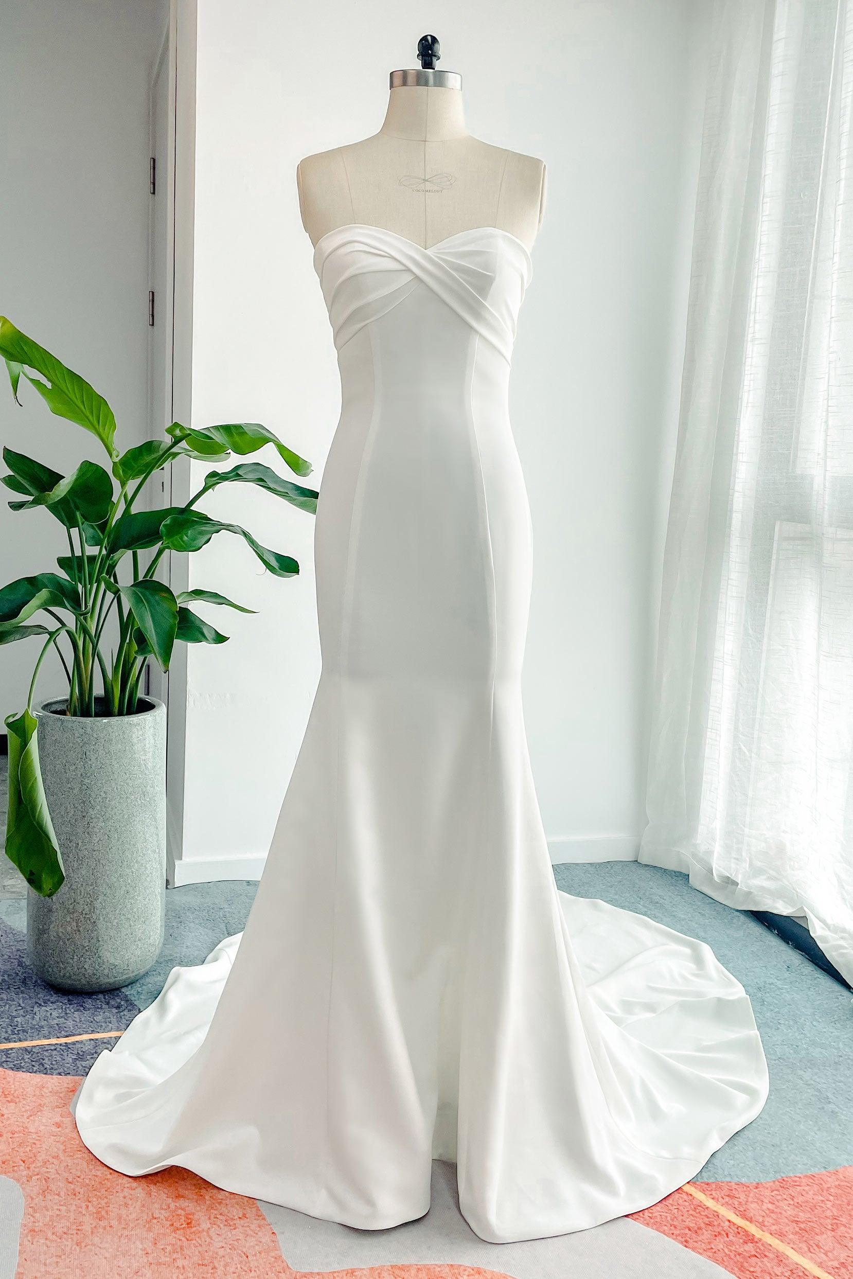 Trumpet-Mermaid Court Train Stretch Satin Wedding Dress CW3132 - COCOMELODY