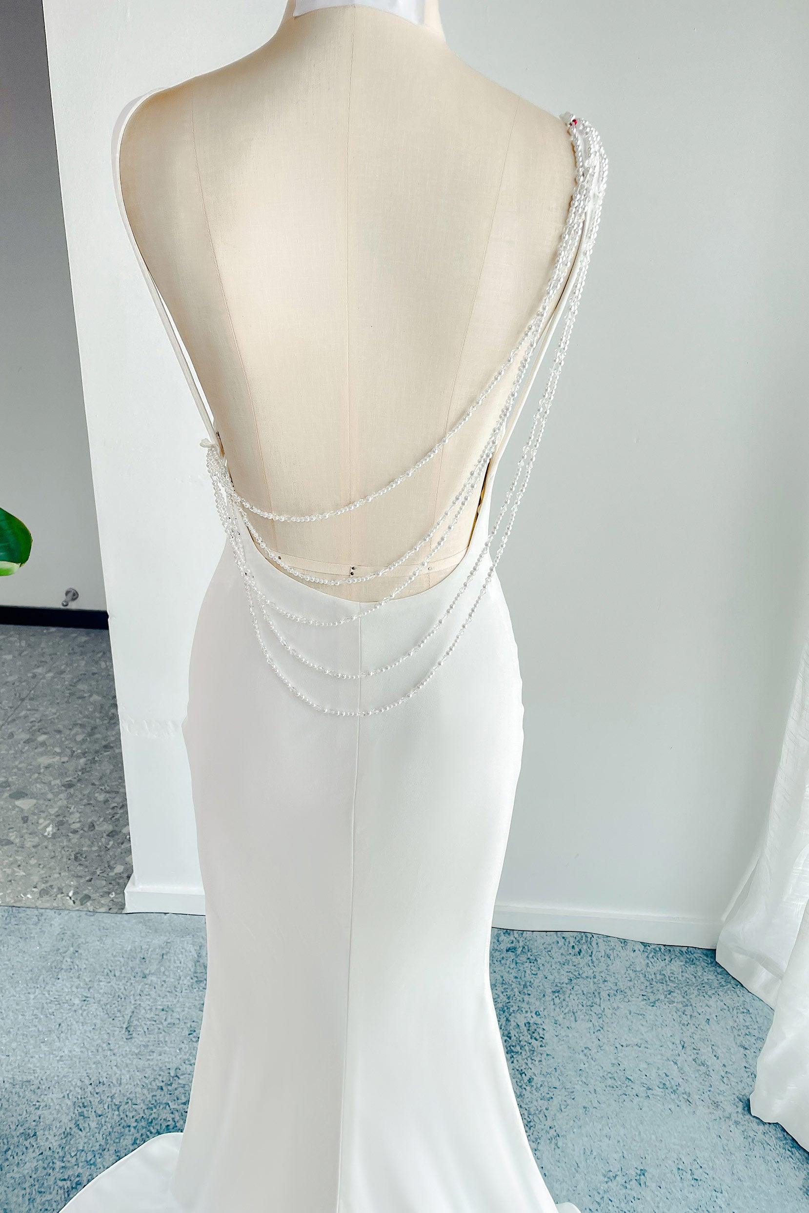 Trumpet-Mermaid Court Train Stretch Satin Wedding Dress CW3136 - COCOMELODY