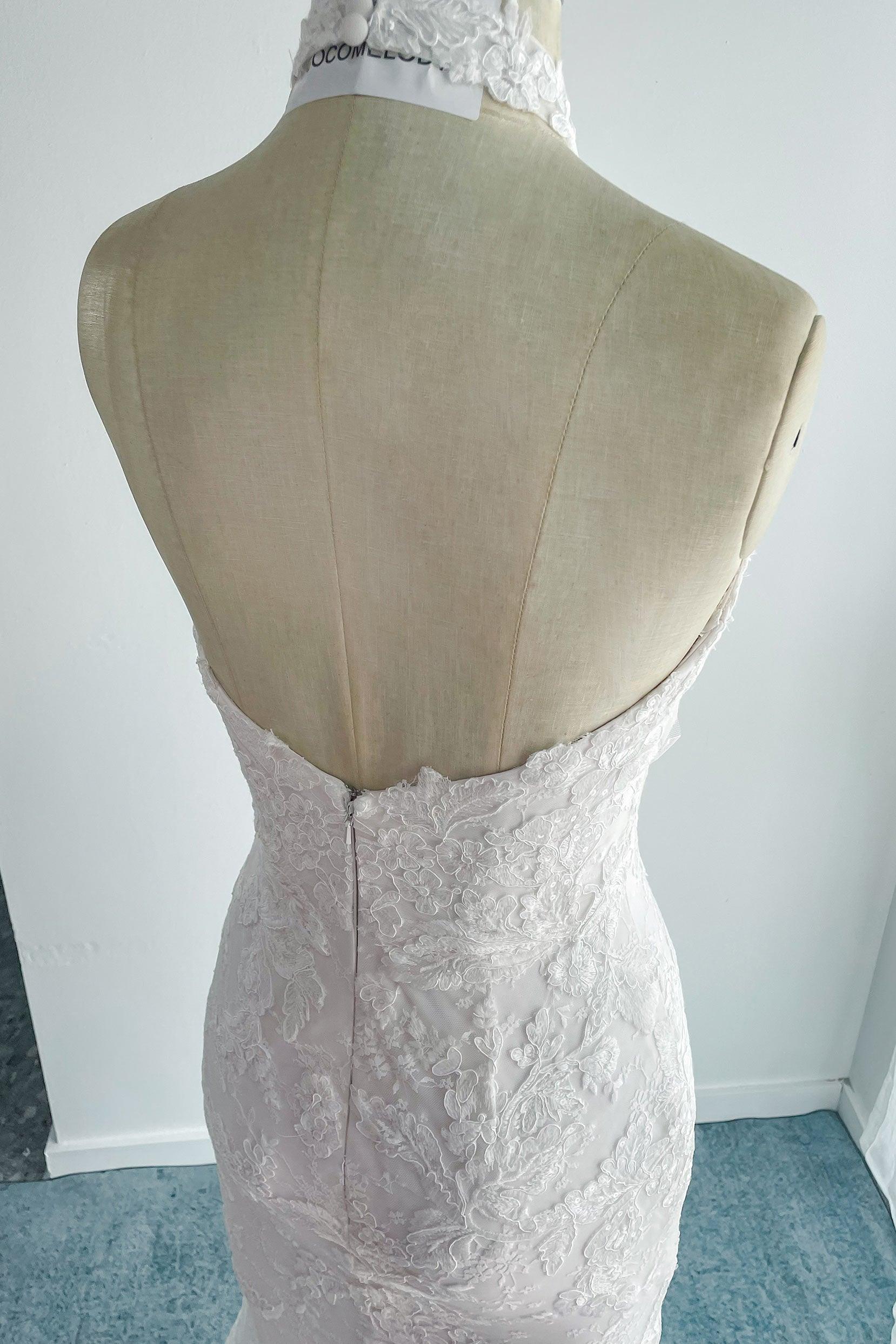 Trumpet-Mermaid Sweep-Brush Train Lace Tulle Wedding Dress CW3147 - COCOMELODY