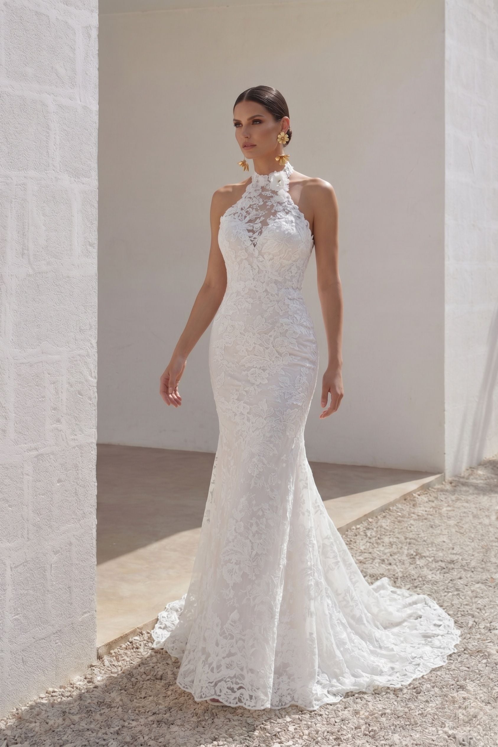 wedding dresses halter mermaid Dress Lace Open Back 4 to 16 Occasions Nyx Custom-Made Mermaid Halter