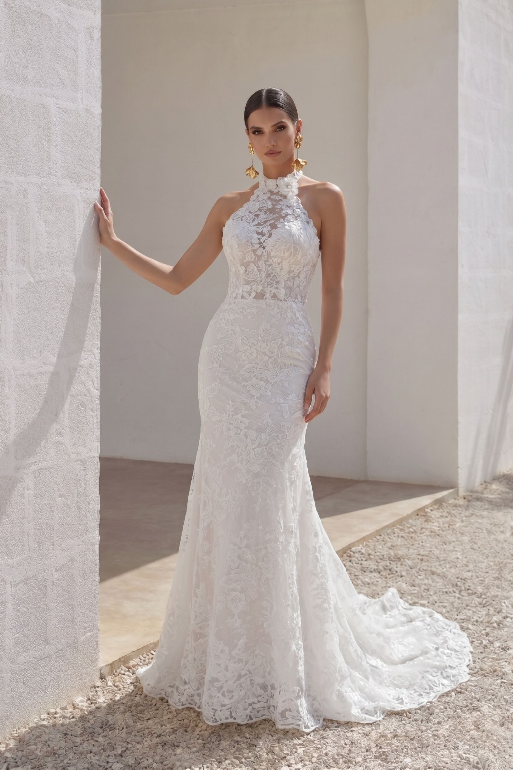 mermaid halter wedding dress Nyx Wedding Dress